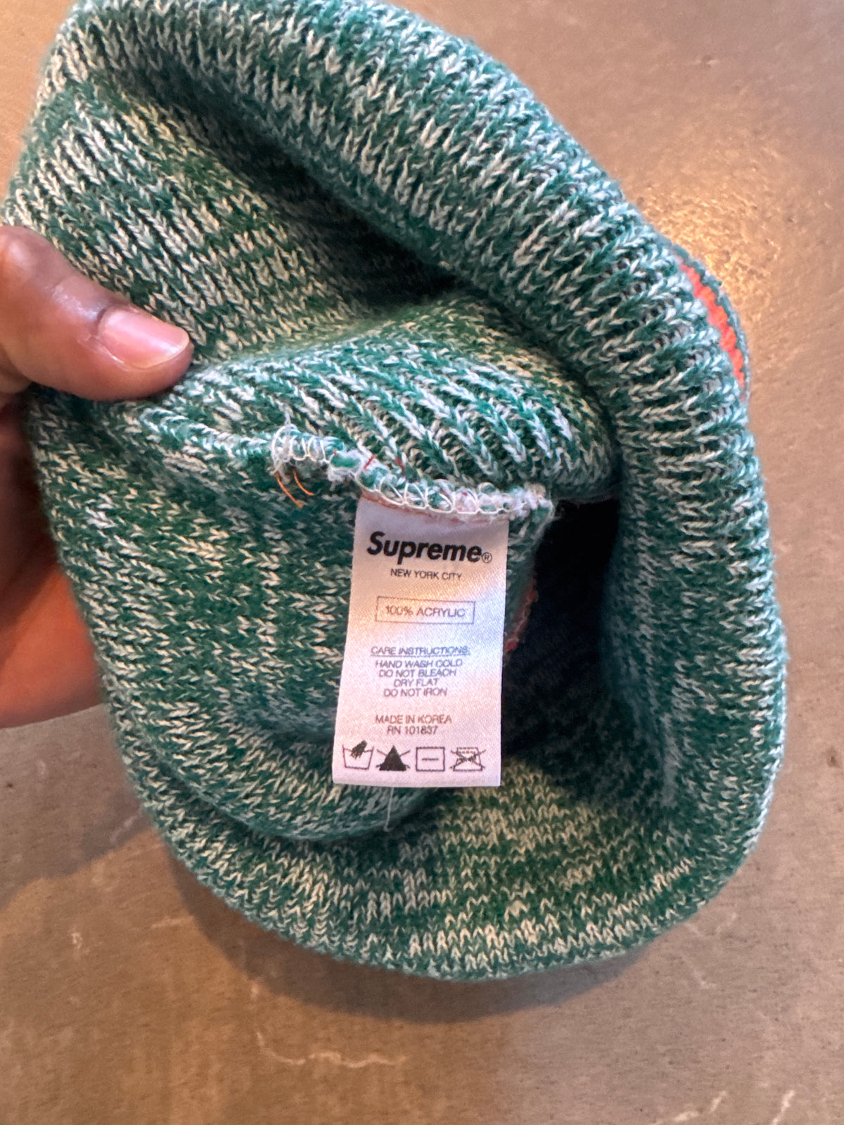 Supreme Heather Stripe Teal Beanie