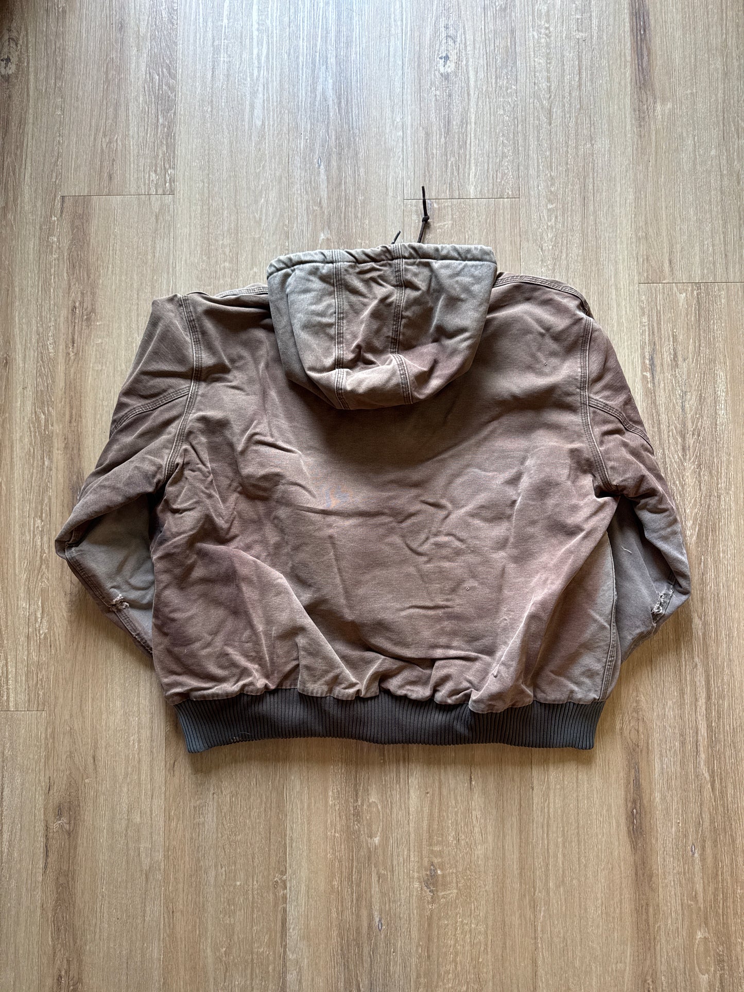 Vintage Carhartt Sunfaded Distressed Brown Hooded Zip Up Jacket