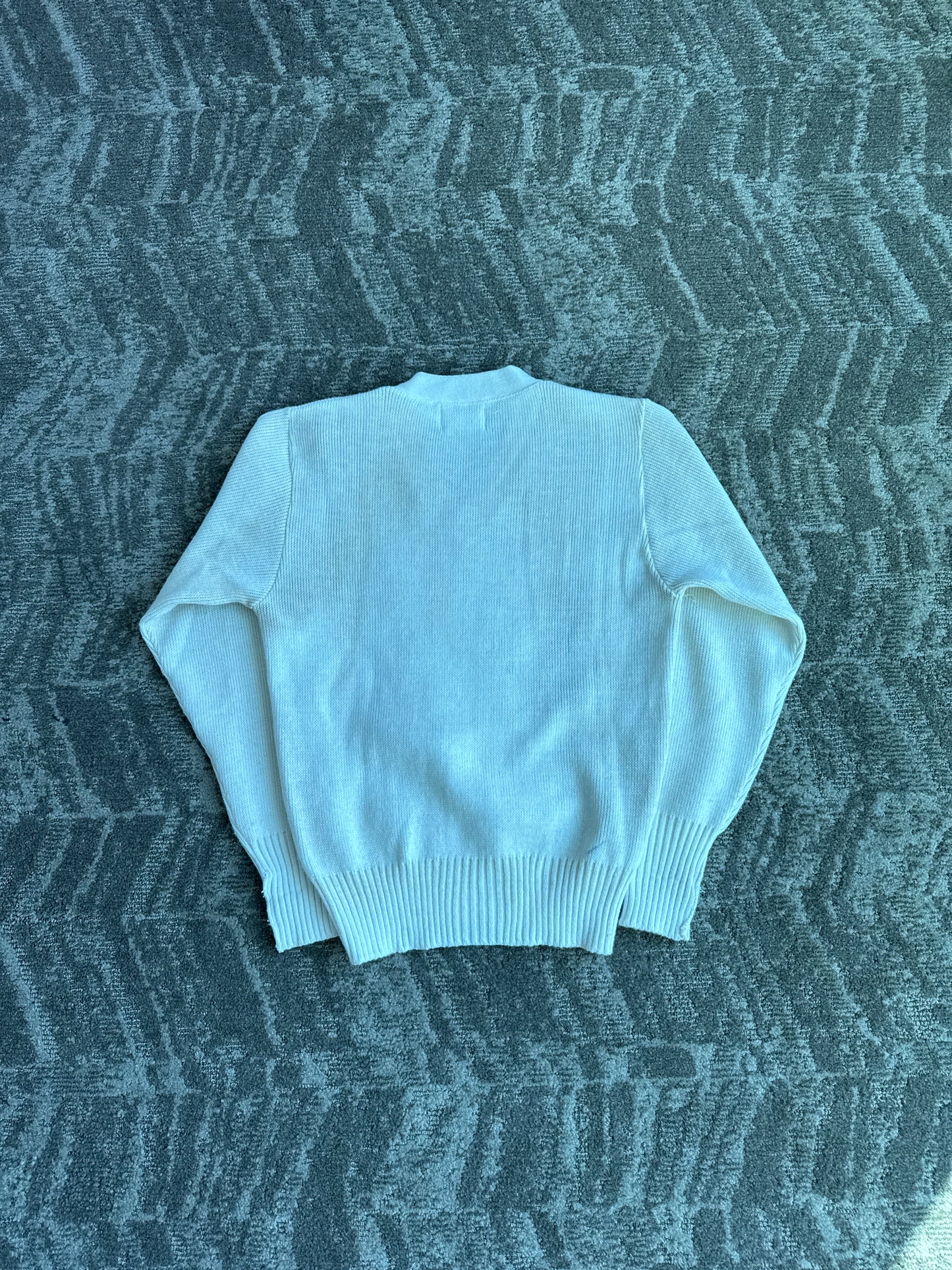 Vintage 70s East-Tenn Varsity Award Cream Forest Green Chenille Z Patch Sweater