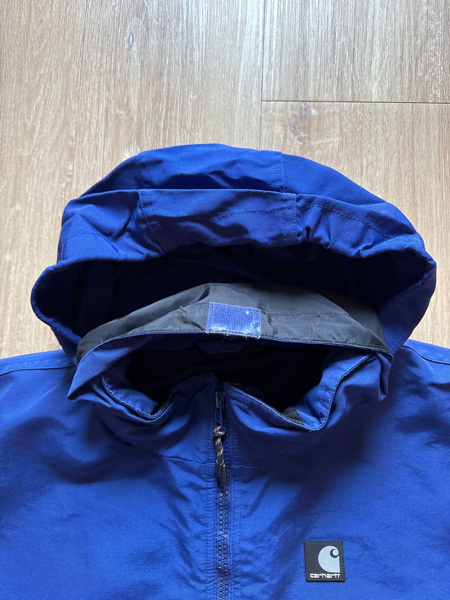 Carhartt Hooded Logo Blue Raincoat Jacket