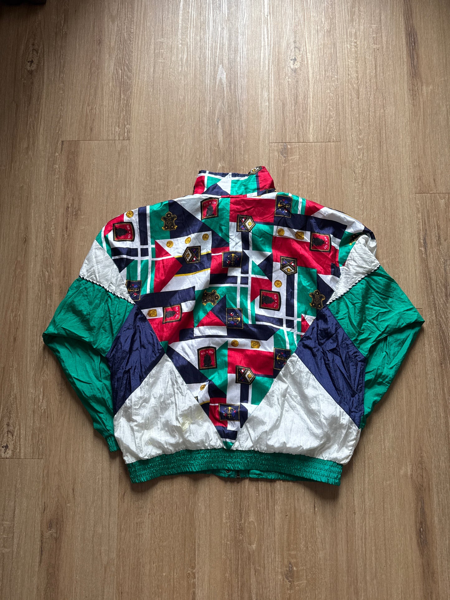 Halloween 90s Westbound Sport Nautical Blue Colorblock Windbreaker Jacket