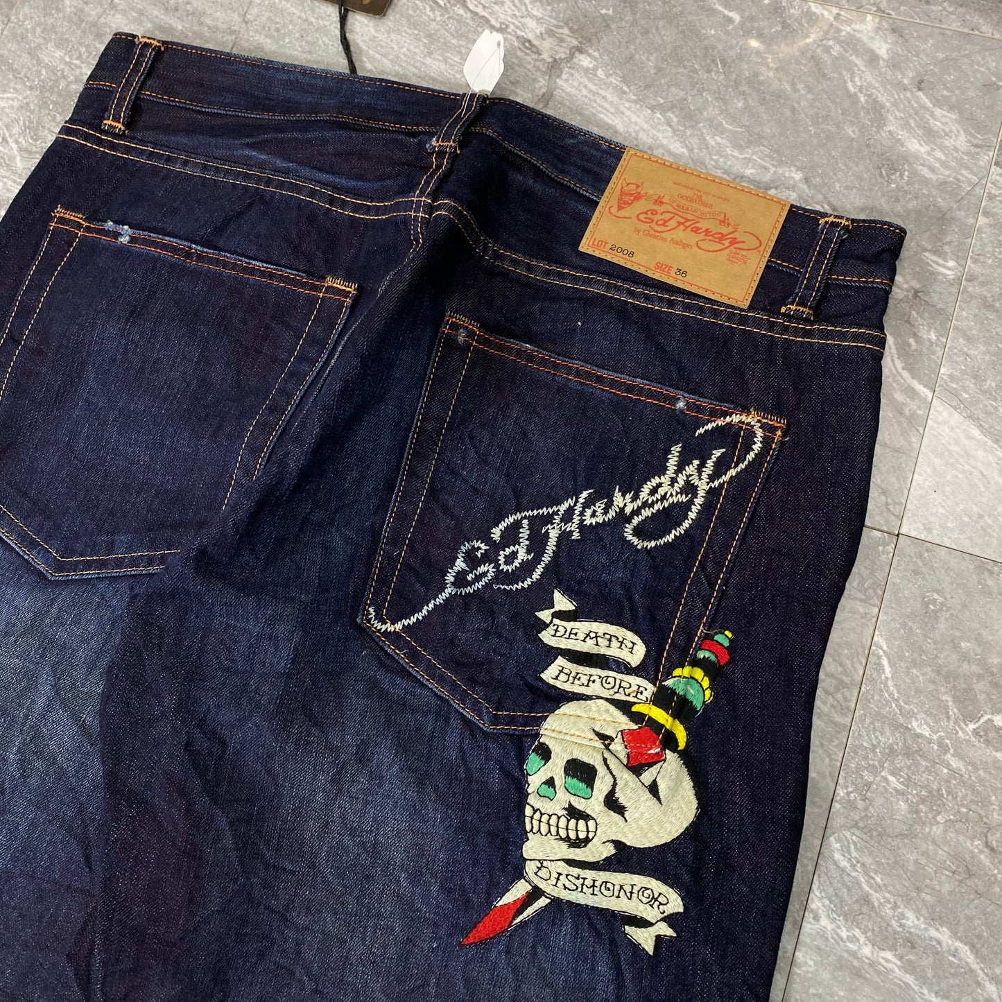 Vintage Ed Hardy New York City Skull Denim Pants