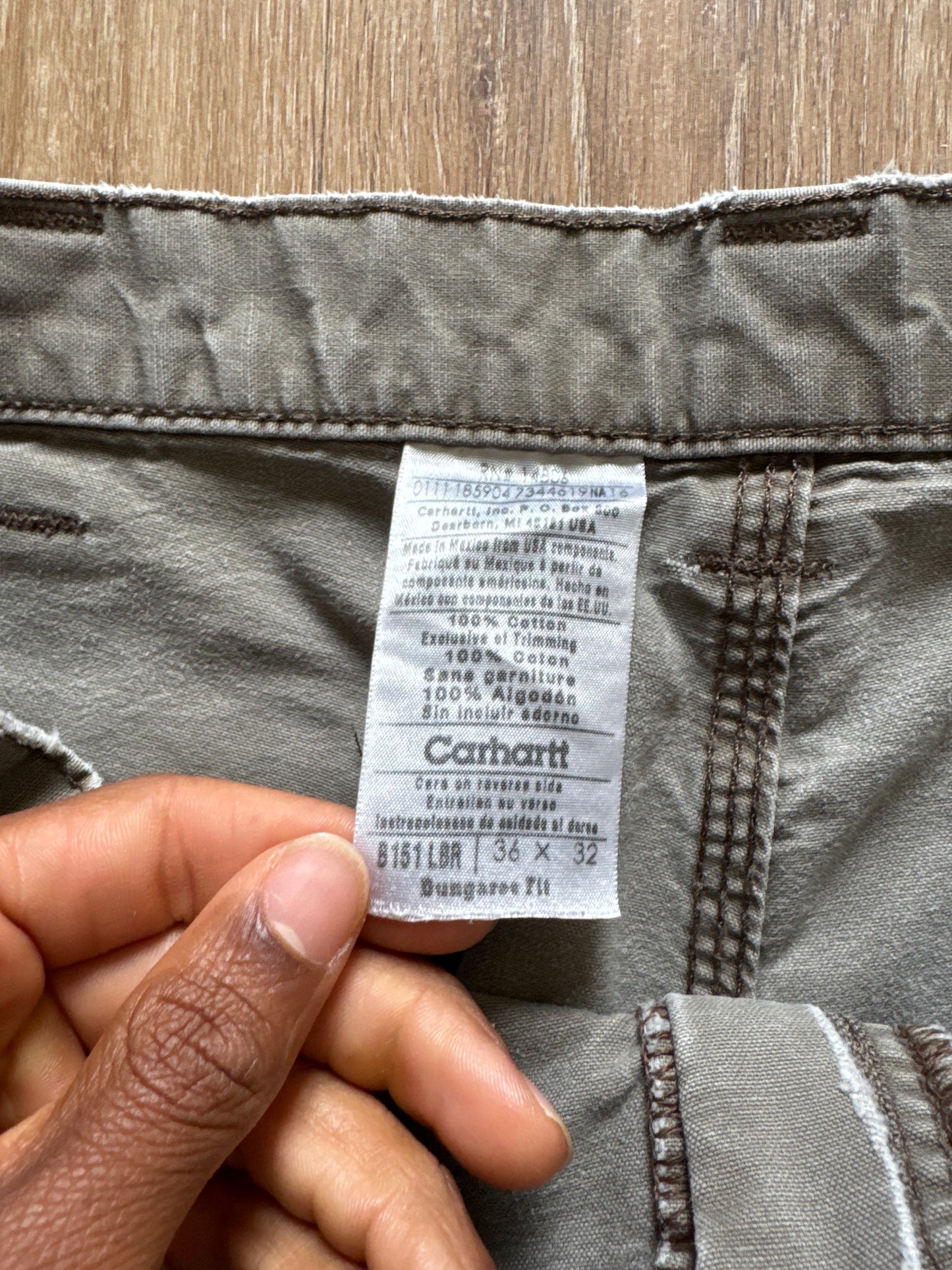 Vintage Carhartt Paint Splatter Dark Tan Dungaree Fit Carpenter Shorts