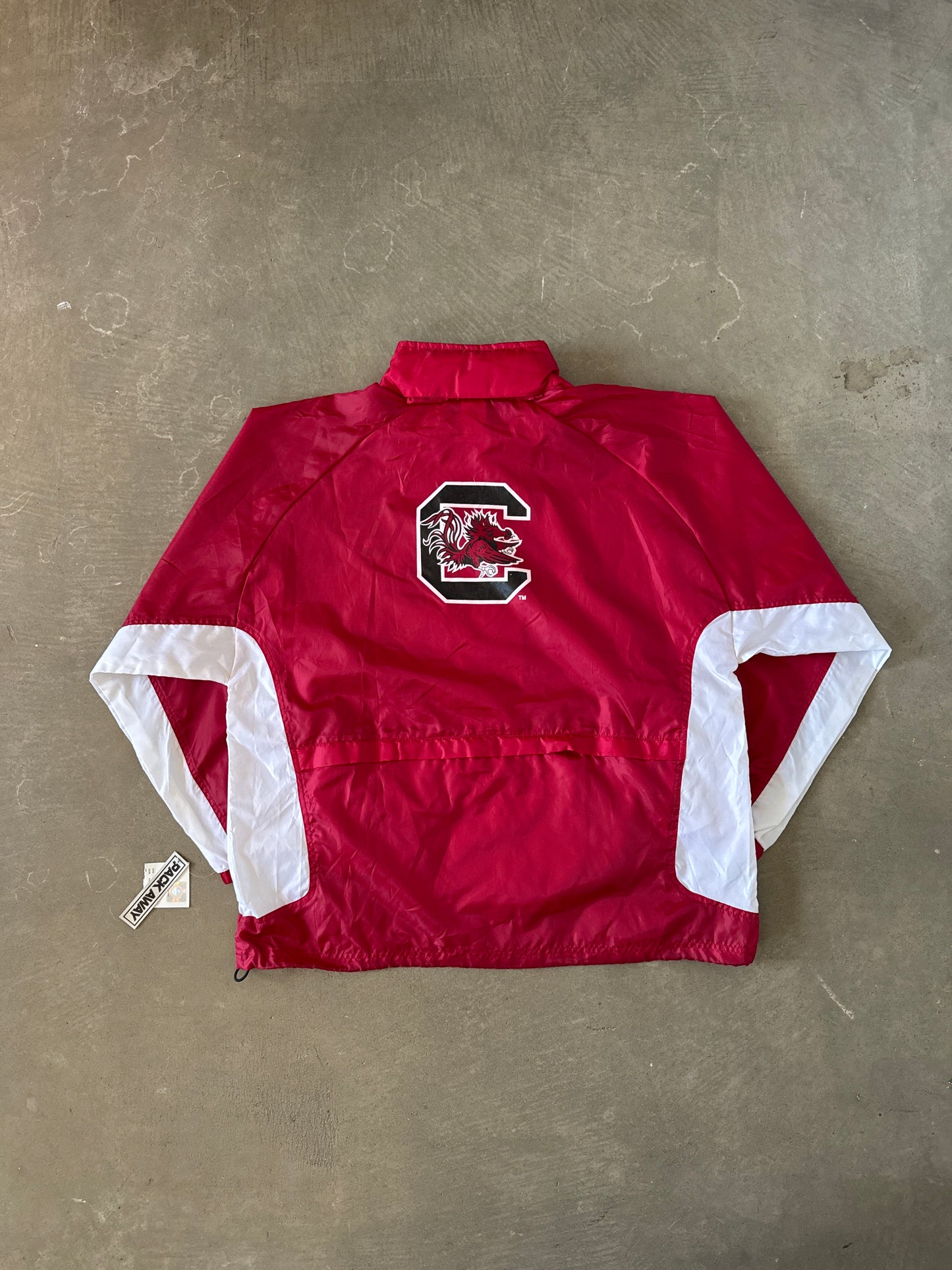 Vintage Genuine Stuff University Of South Carolina Gamecocks Hooded Packaway Windbreaker Jacket