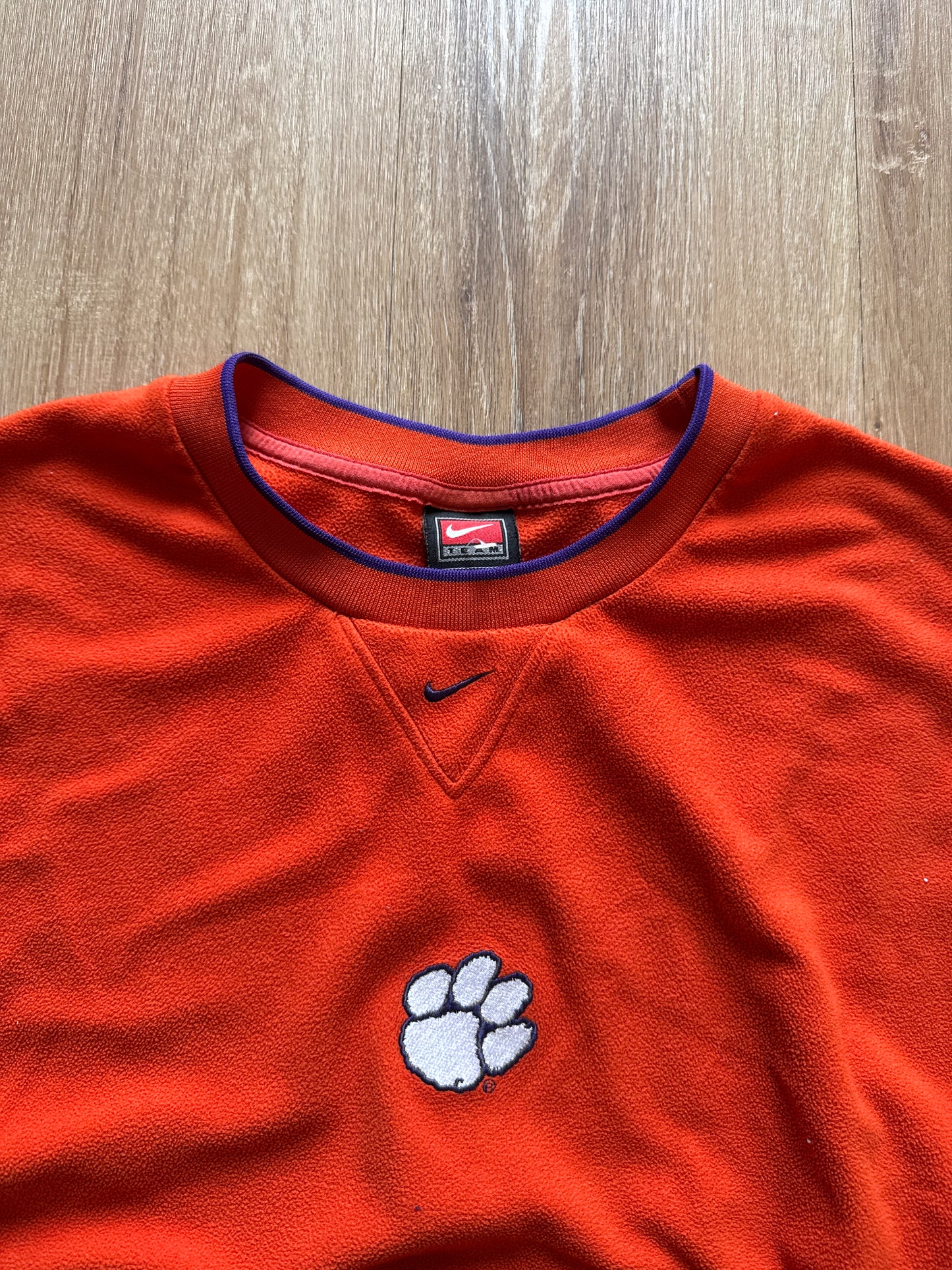 Vintage Nike University Of Clemson Tigers Center Swoosh Fleece Sweatershirt