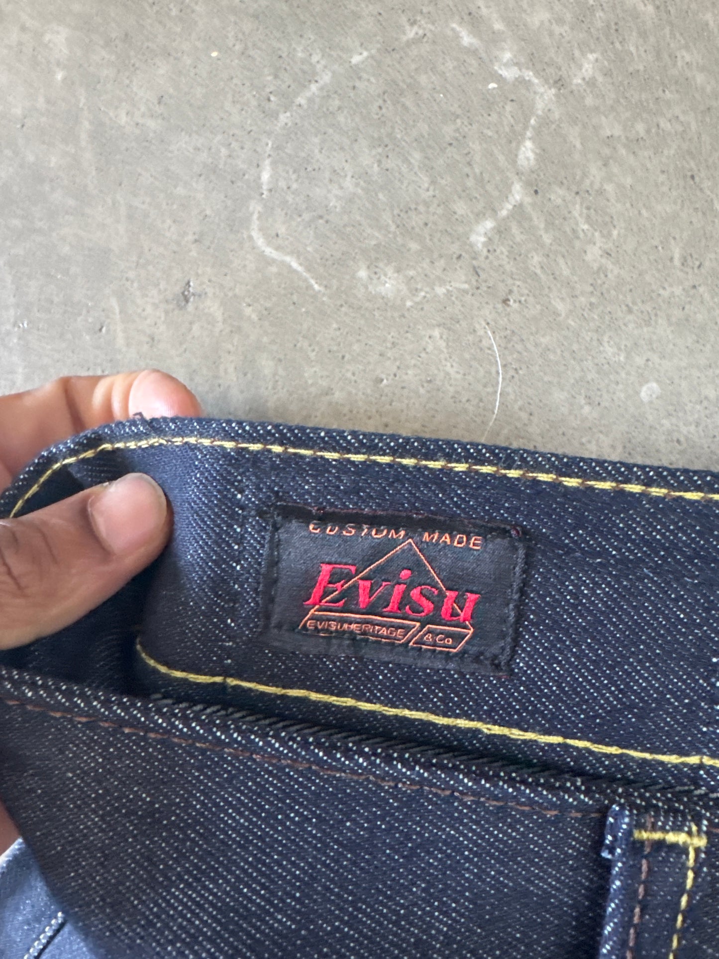 Evisu Orange Dog Japanese Art Selvedge Denim Jeans