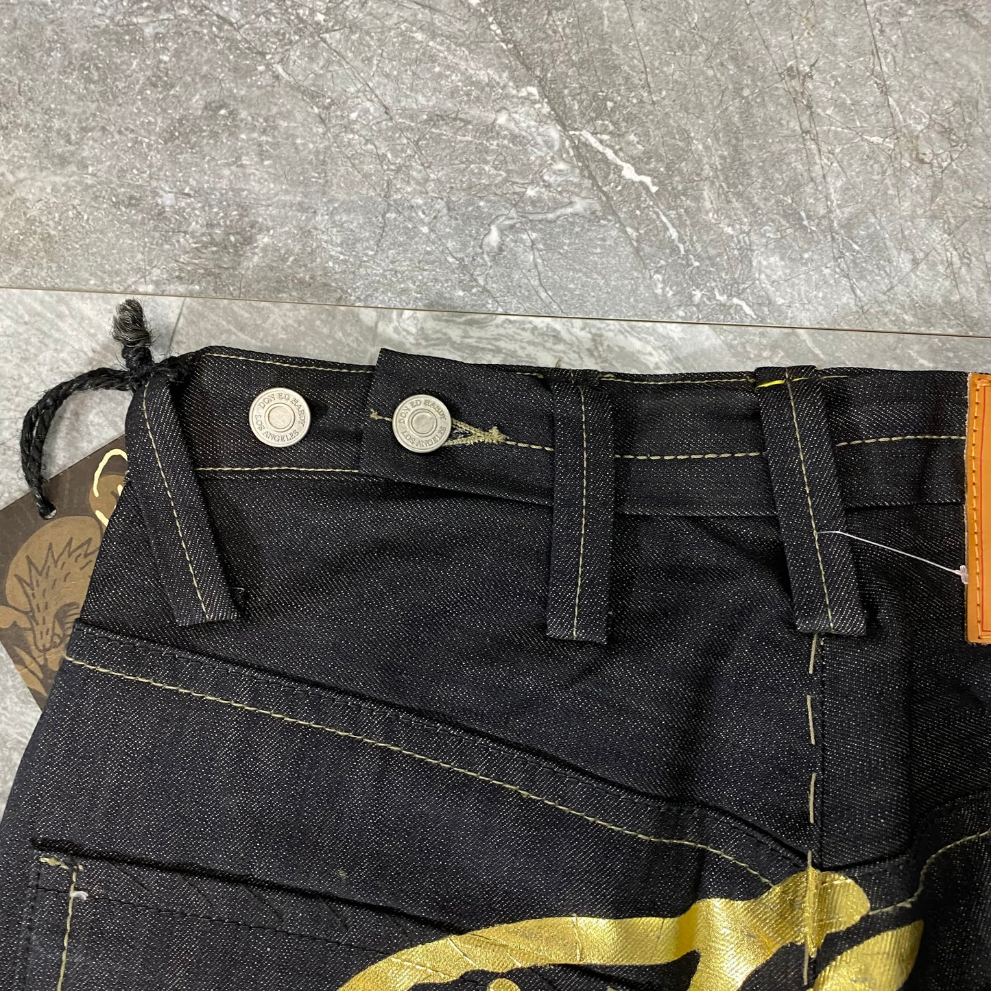 Ed Hardy Gold Foil Denim Pants