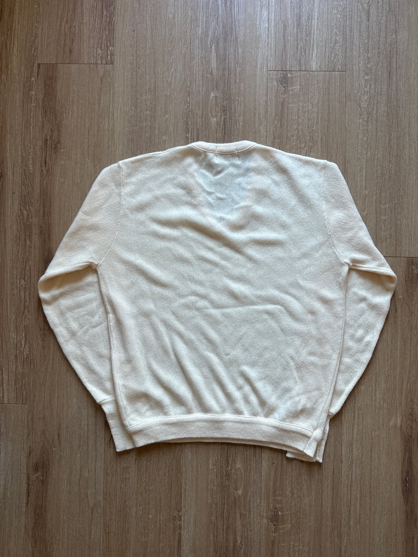 Vintage 90s Izod Lacoste Cream Embroidered Logo Sweater