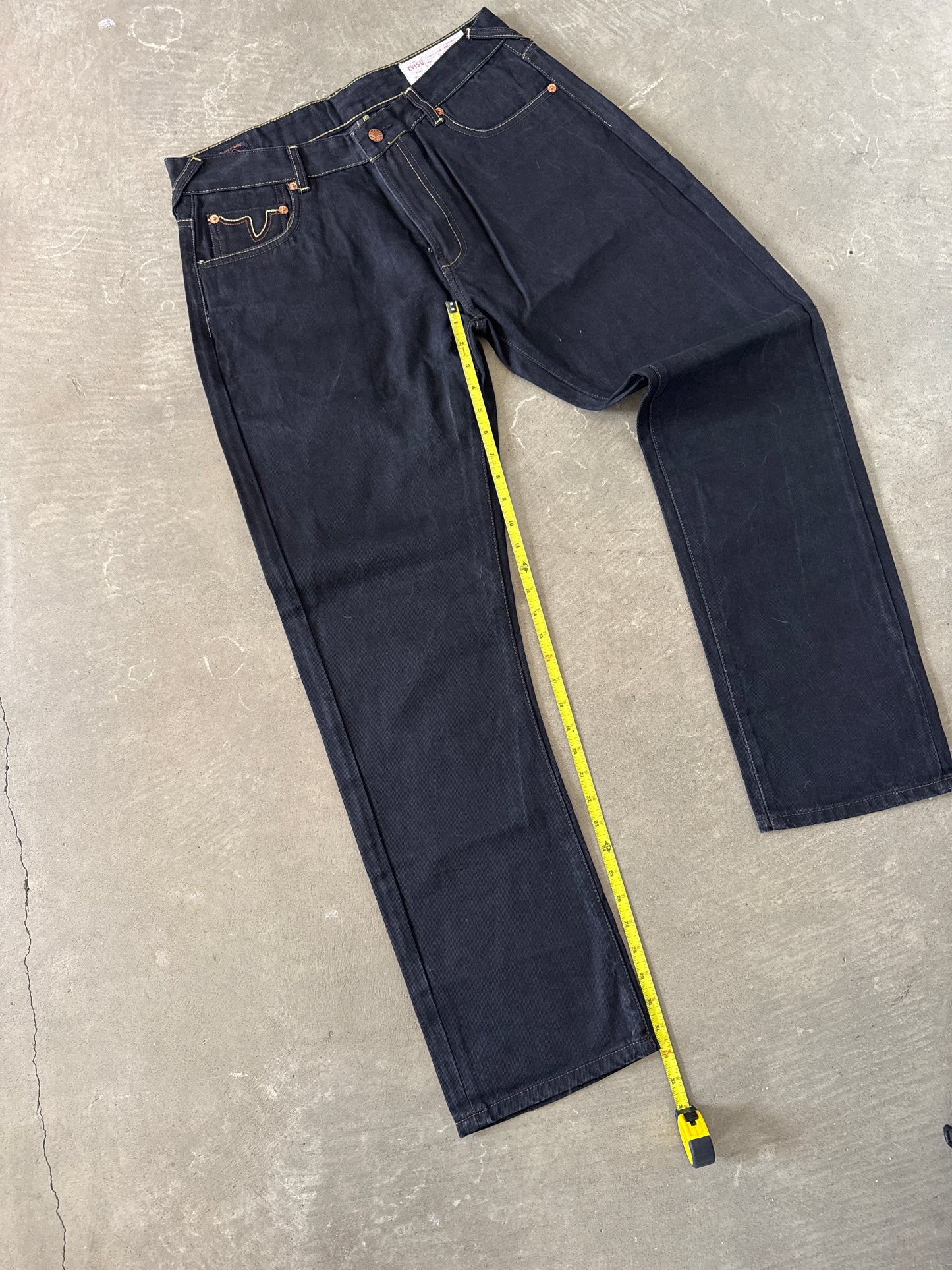 Evisu Embroidered Gray Bull Selvedge Japanese Denim Jeans