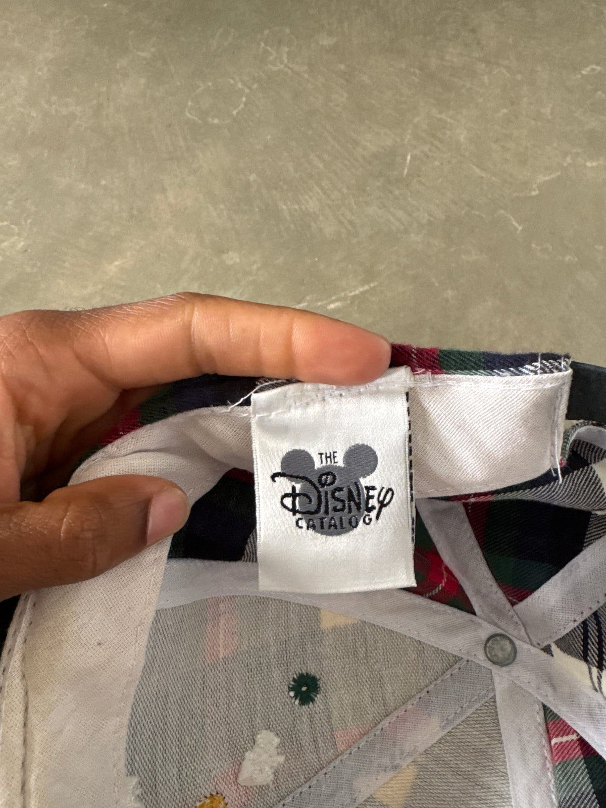 Vintage 90s Mickey Mouse Plaid Leather Strap-back Hat