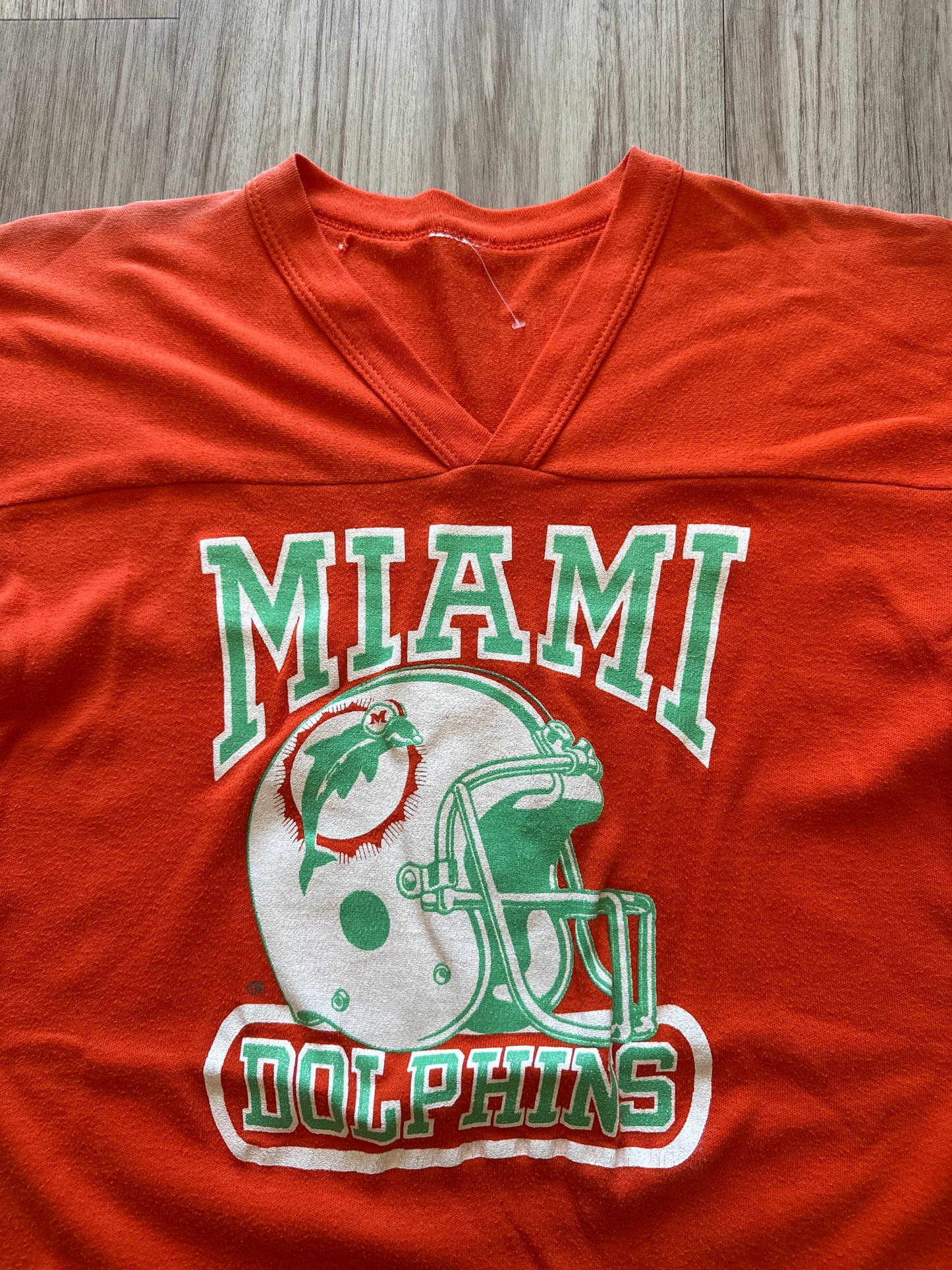 Vintage 80s Miami Dolphins Football Raglan Tee