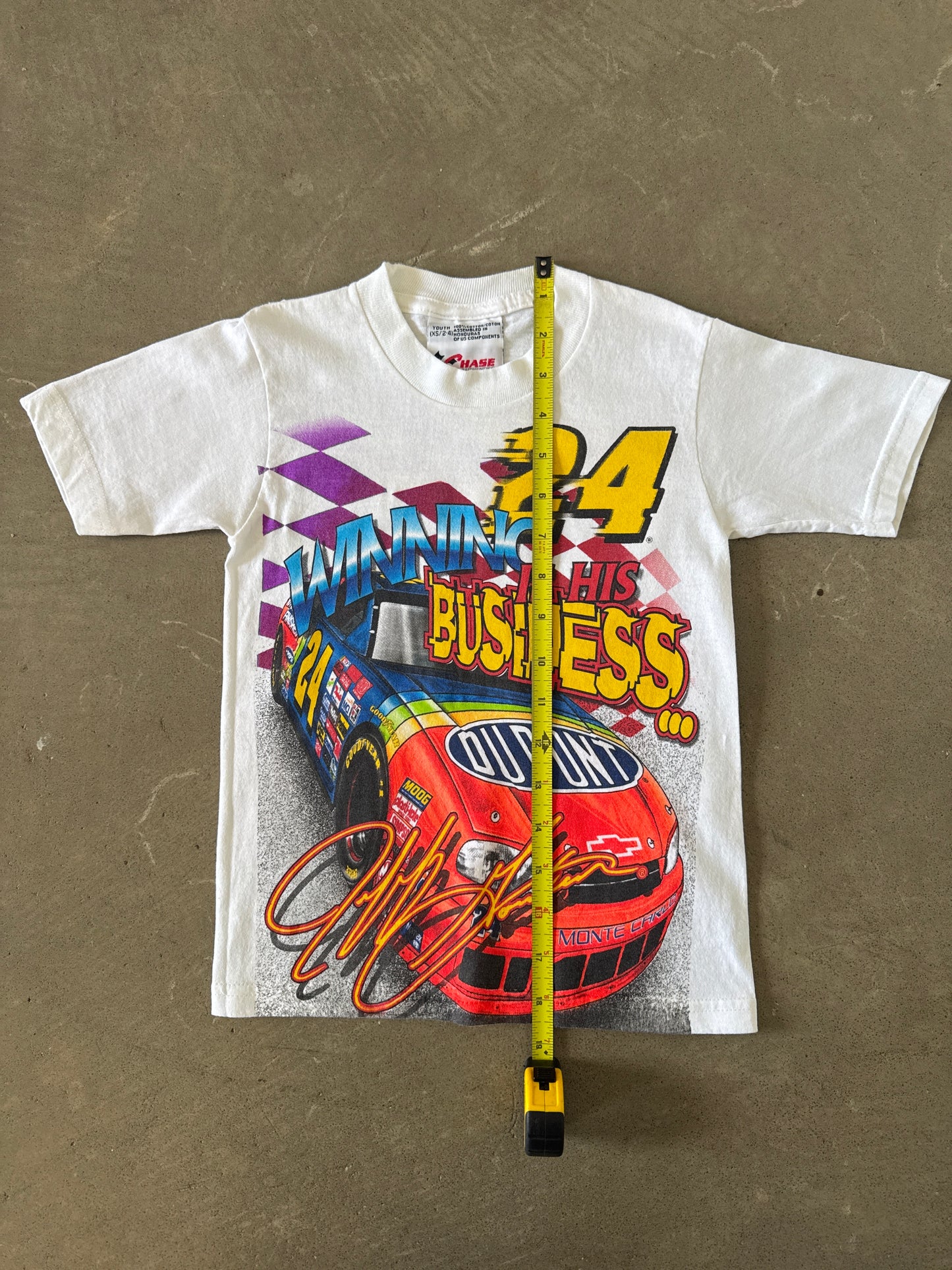 Vintage 1991 Youth Nascar Jeff Gordon Winning Is His Business All Over Print Tee