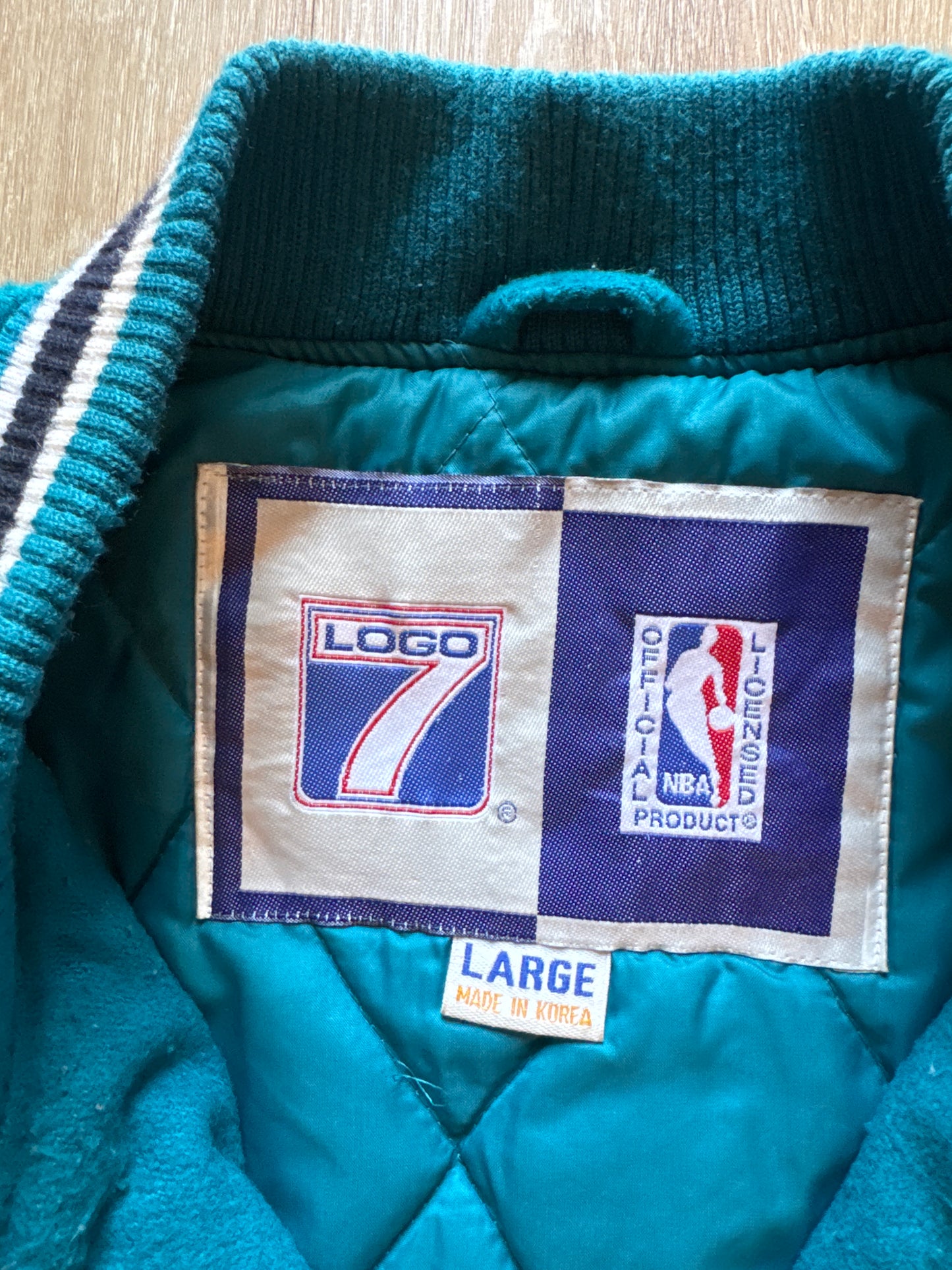 Vintage Logo 7 Charlotte Hornets Fleece Puffer Varisty Jacket