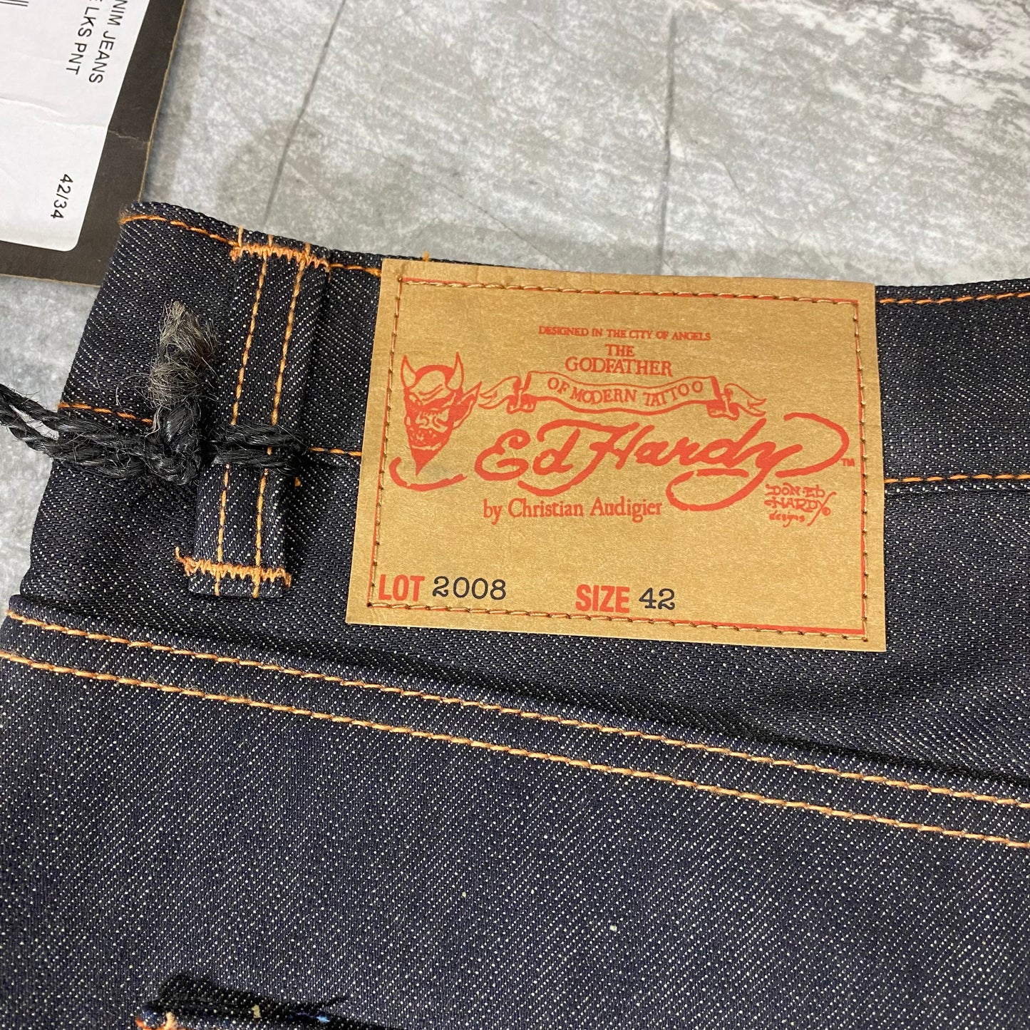 Vintage Ed Hardy Rhinestone Skull Love Kills Slow Denim Jeans