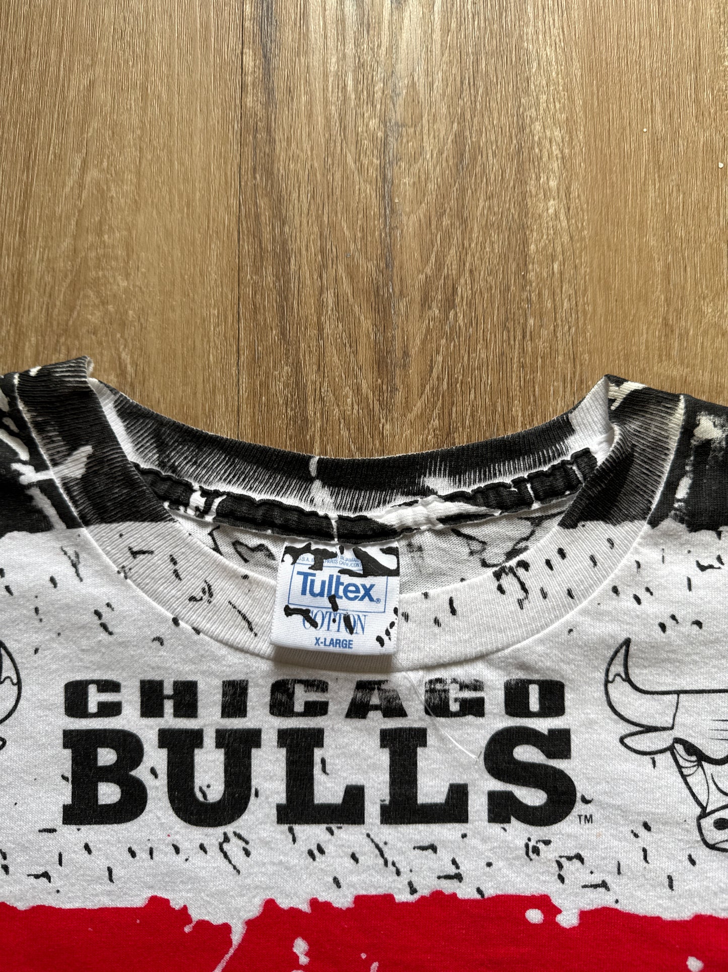 Vintage Tultex Chicago Bull All Over Print AOP Tee