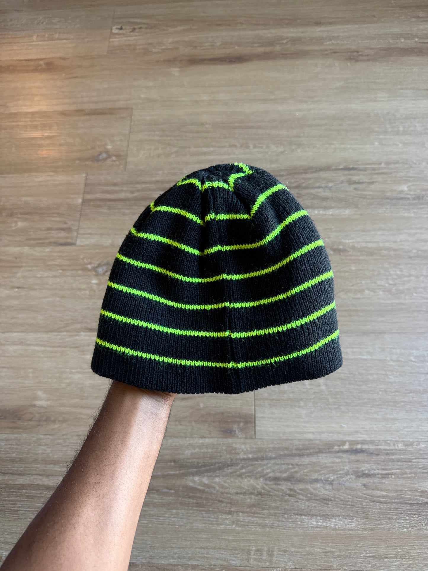 Vintage Nike Striped Log Skully Beanie Hat