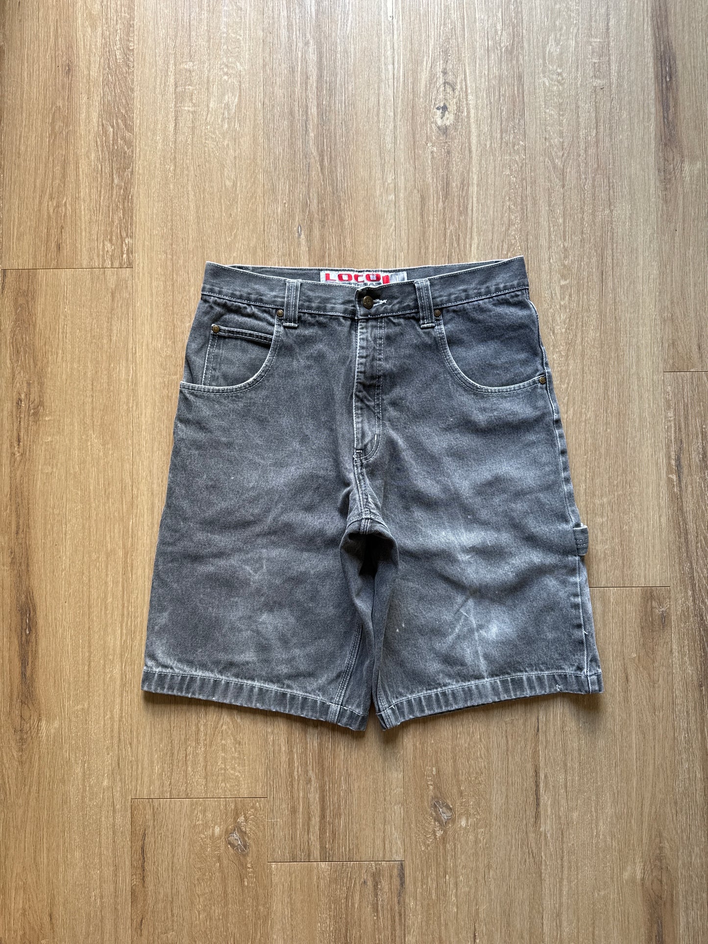 Vintage Y2K Loco Streetwear Faded Grey Denim Jean Jort Shorts