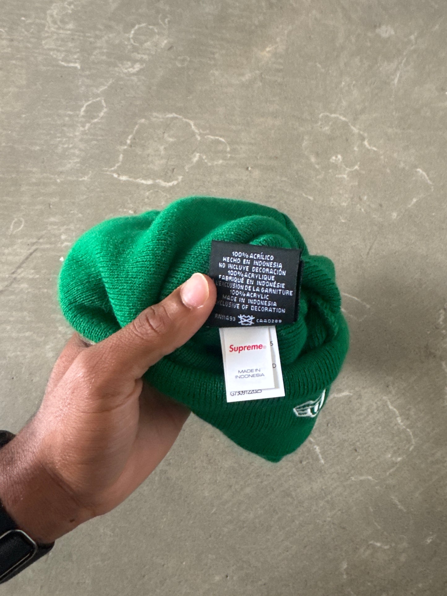 Supreme New Era Old English Green Beanie