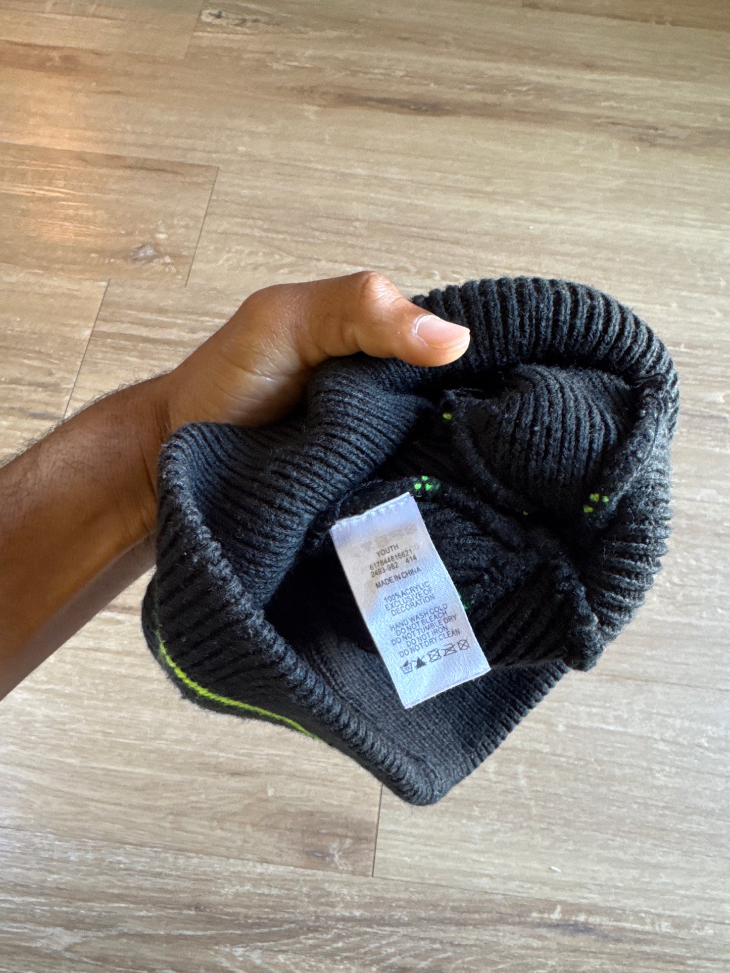 Vintage Nike Striped Log Skully Beanie Hat