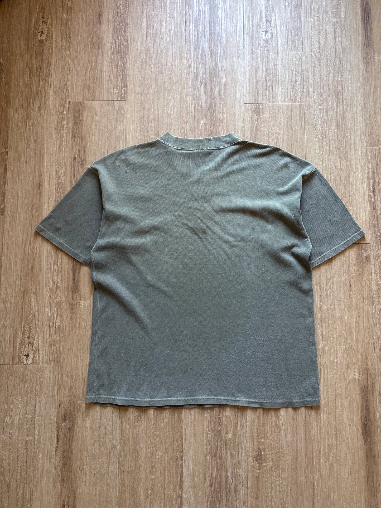 Vintage No Fear Green Embroidered Logo Quarter Button Up Tee