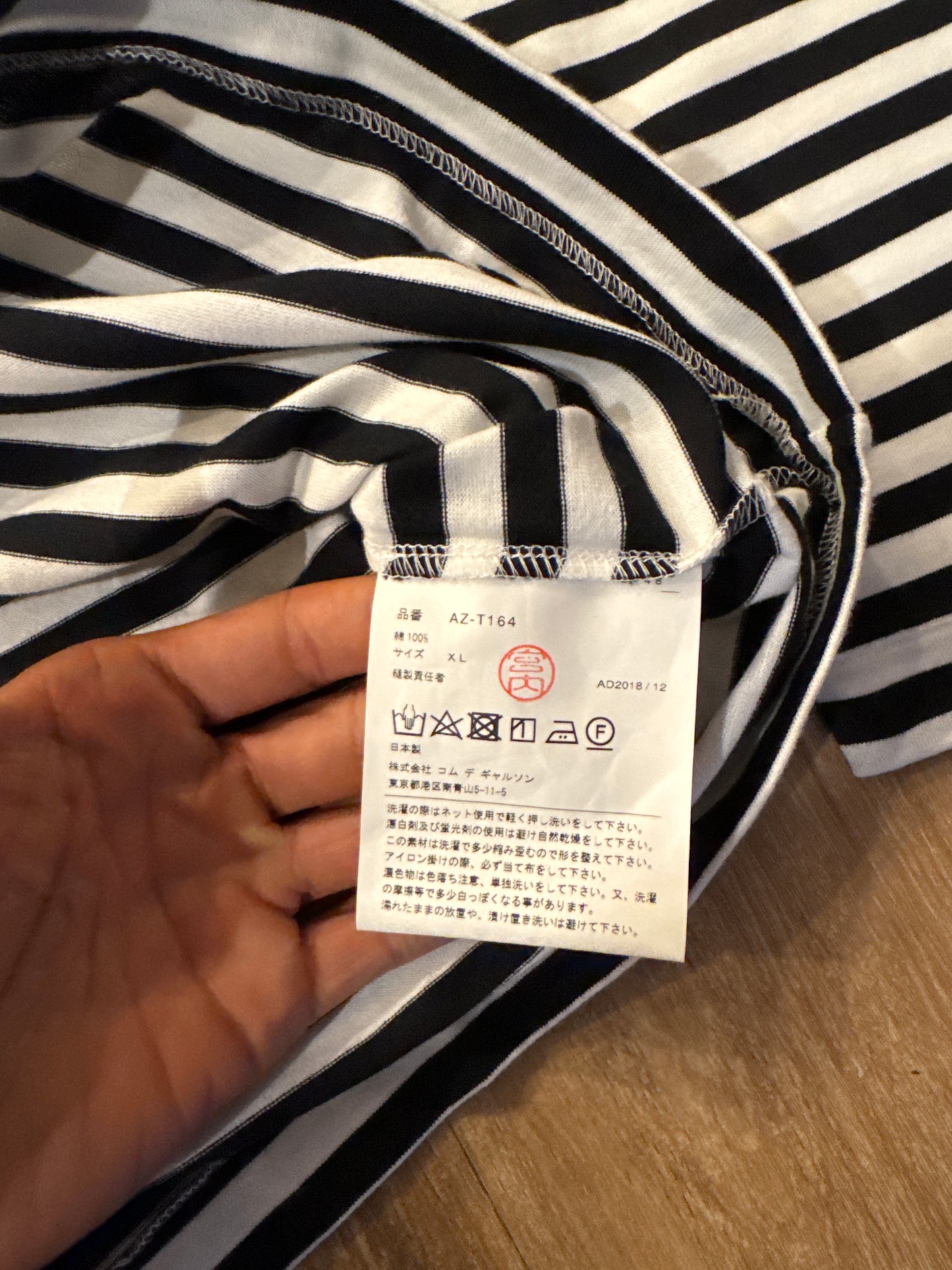 Comme Des Garçon Play Black Strip Long Sleeve Tee