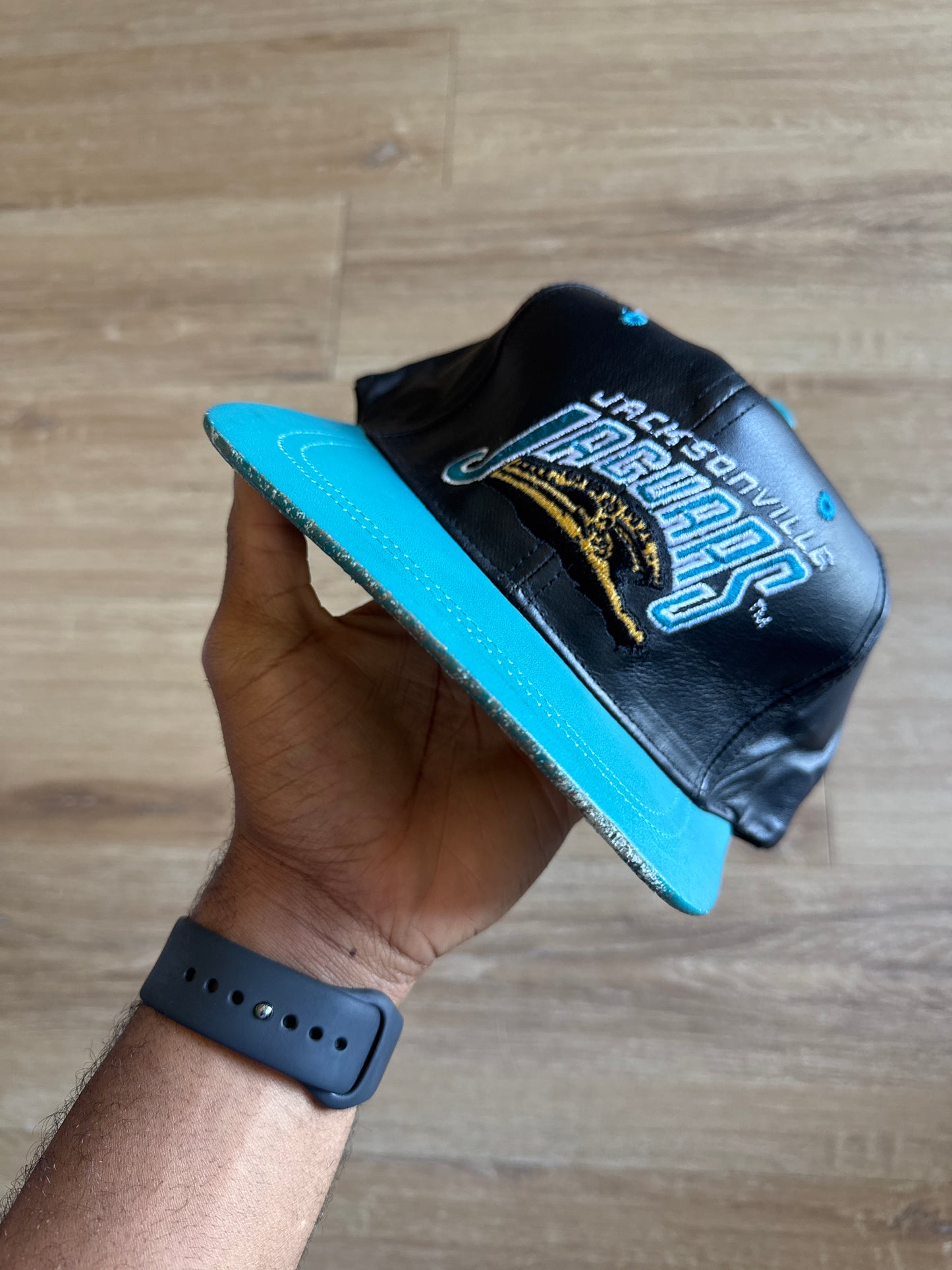 Vintage 90s Jacksonville Jaguars Leather Strapback Hat