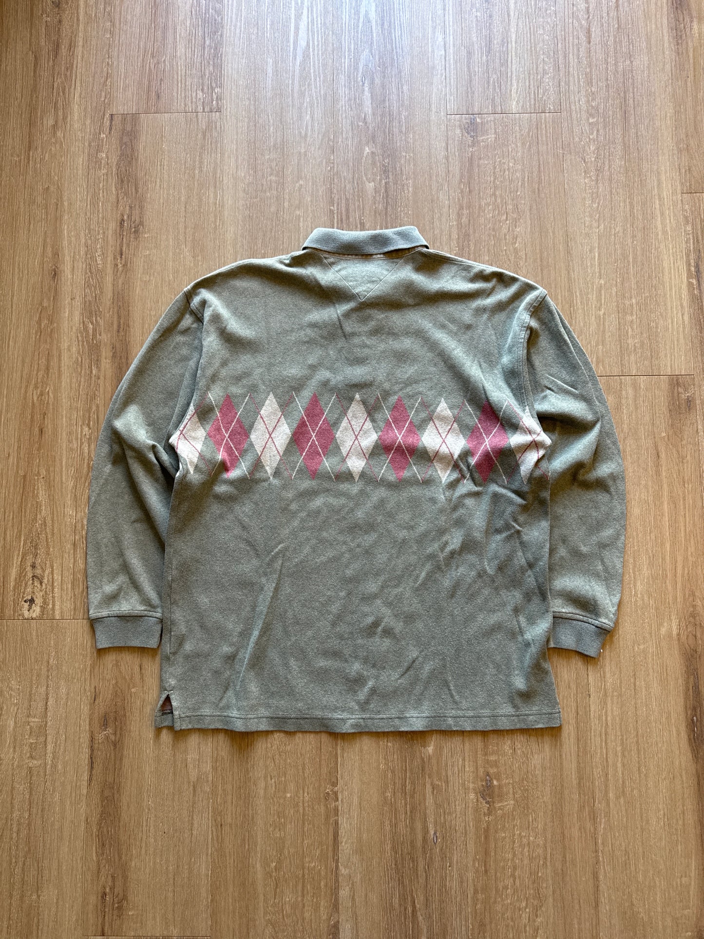 Vintage Tommy Hilfiger Argyle Long Sleeve Polo Shirt