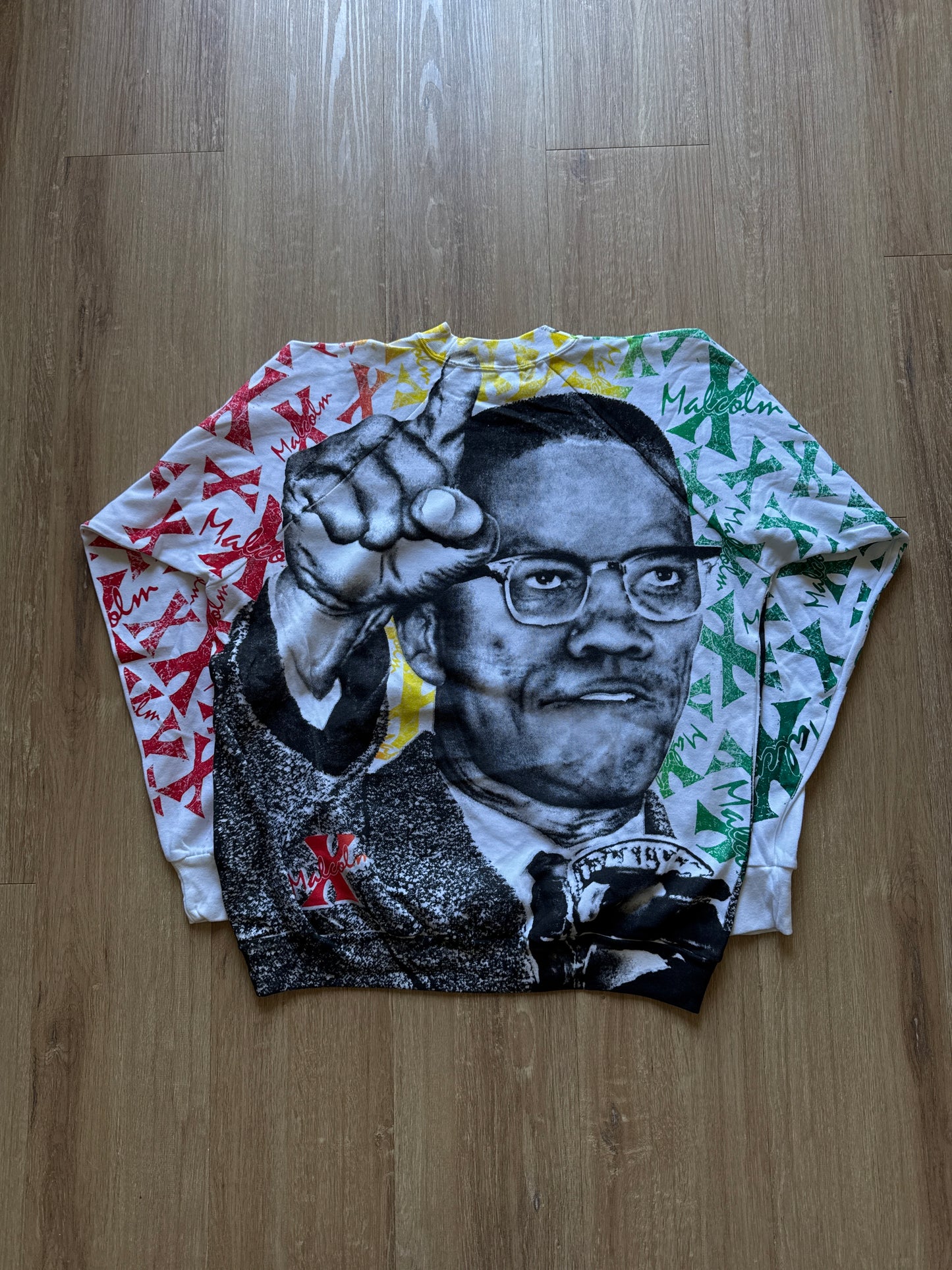 Vintage 90s Malcolm X All Over Print Sweatshirt