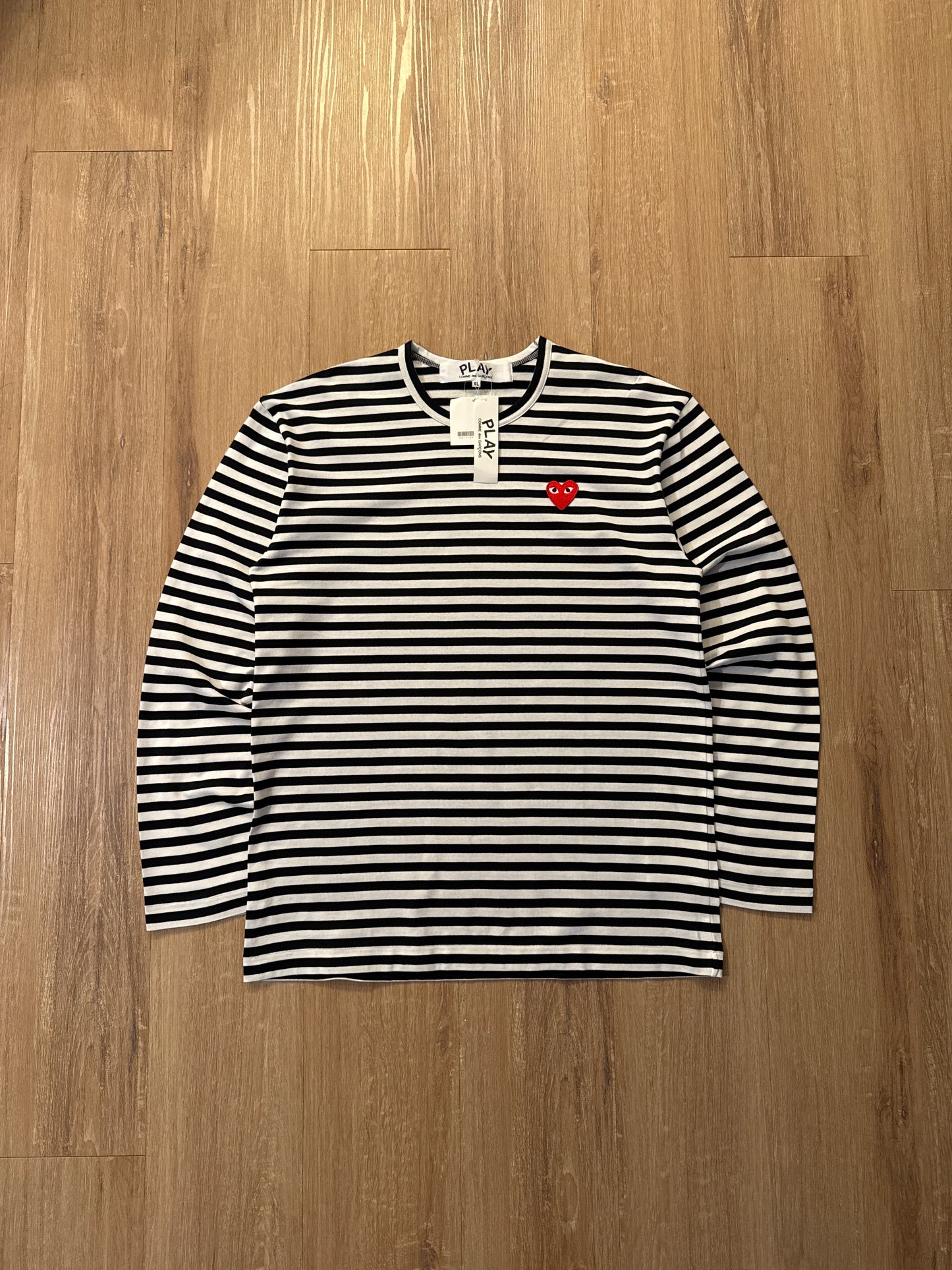 Comme Des Garçon Play Black Strip Long Sleeve Tee