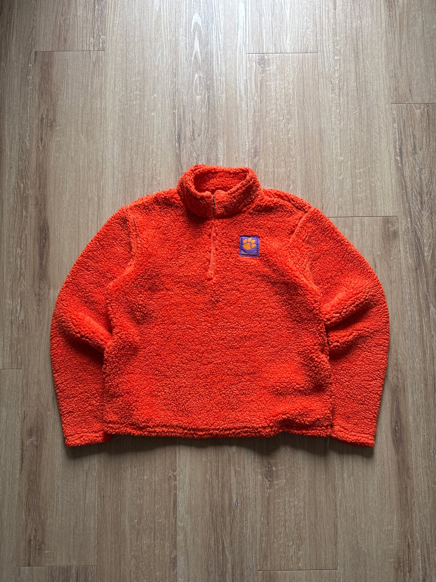 Knights Apparel Women’s University Of Clemson Tigers Cropped Sherpa Quarter Zip Pullover