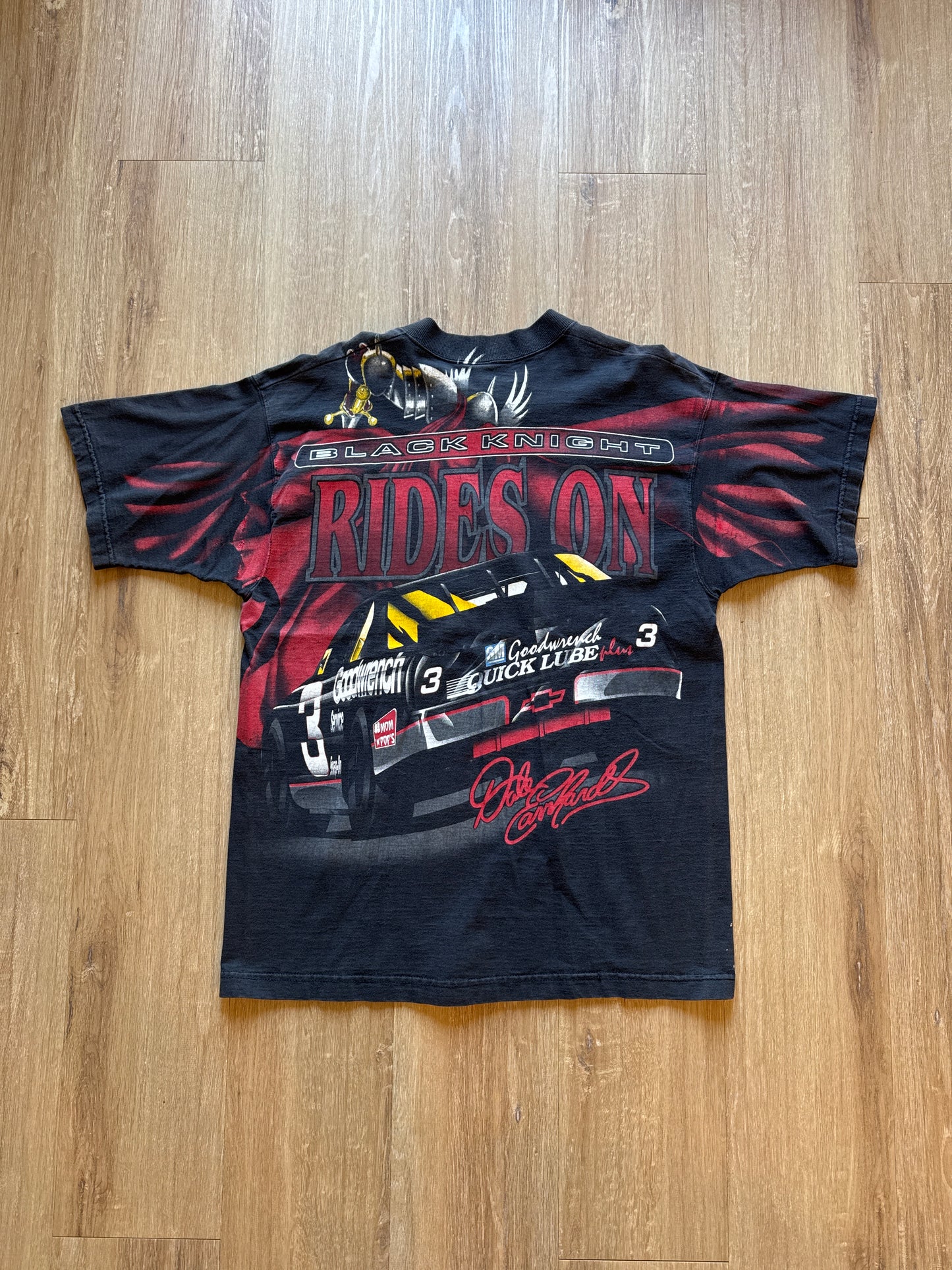 Vintage 90s Nascar Dale Earnhardt Black Knight All Over Print Tee