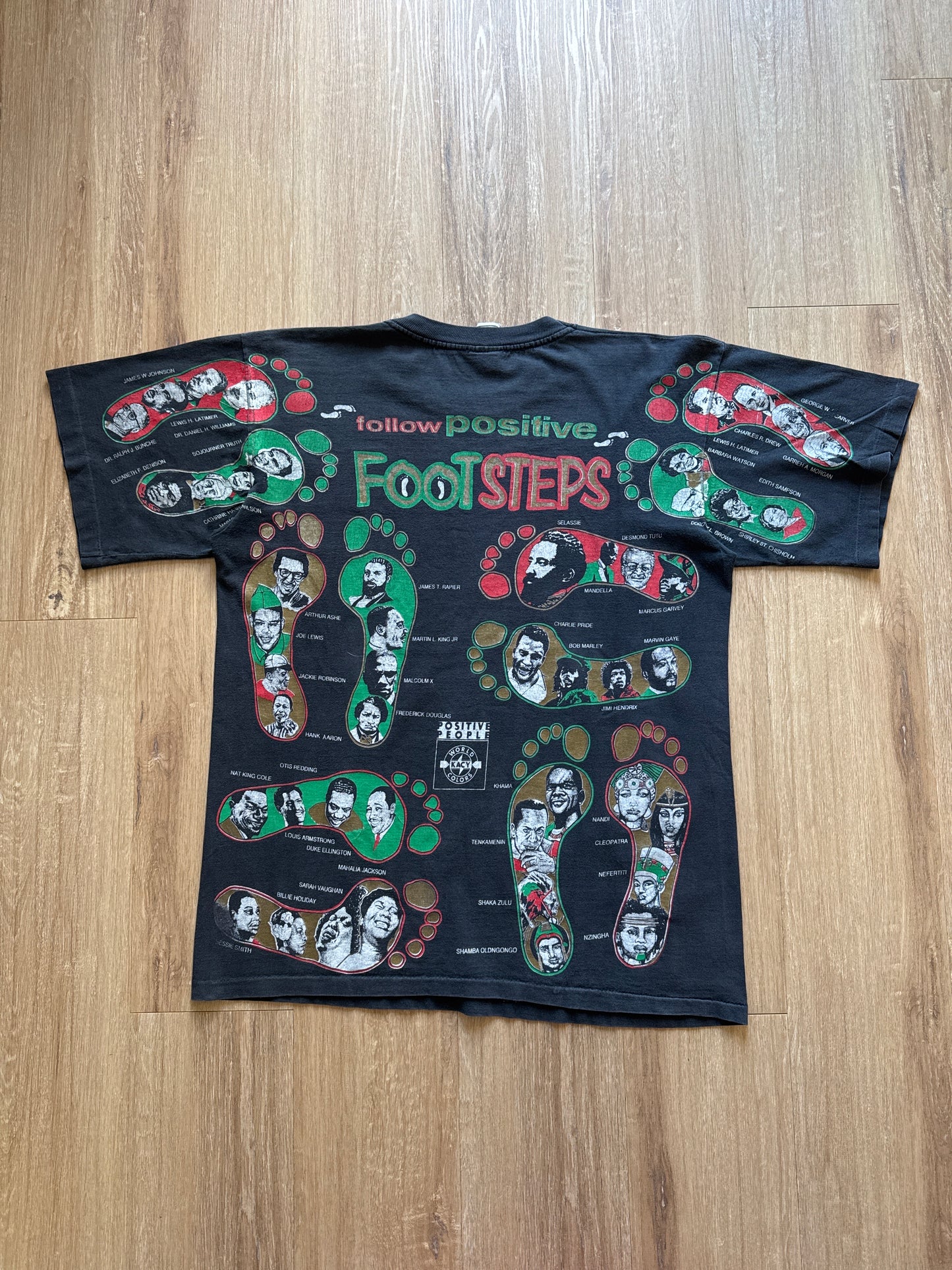 Vintage 90s Follow Positive Foot Steps Black History Tee