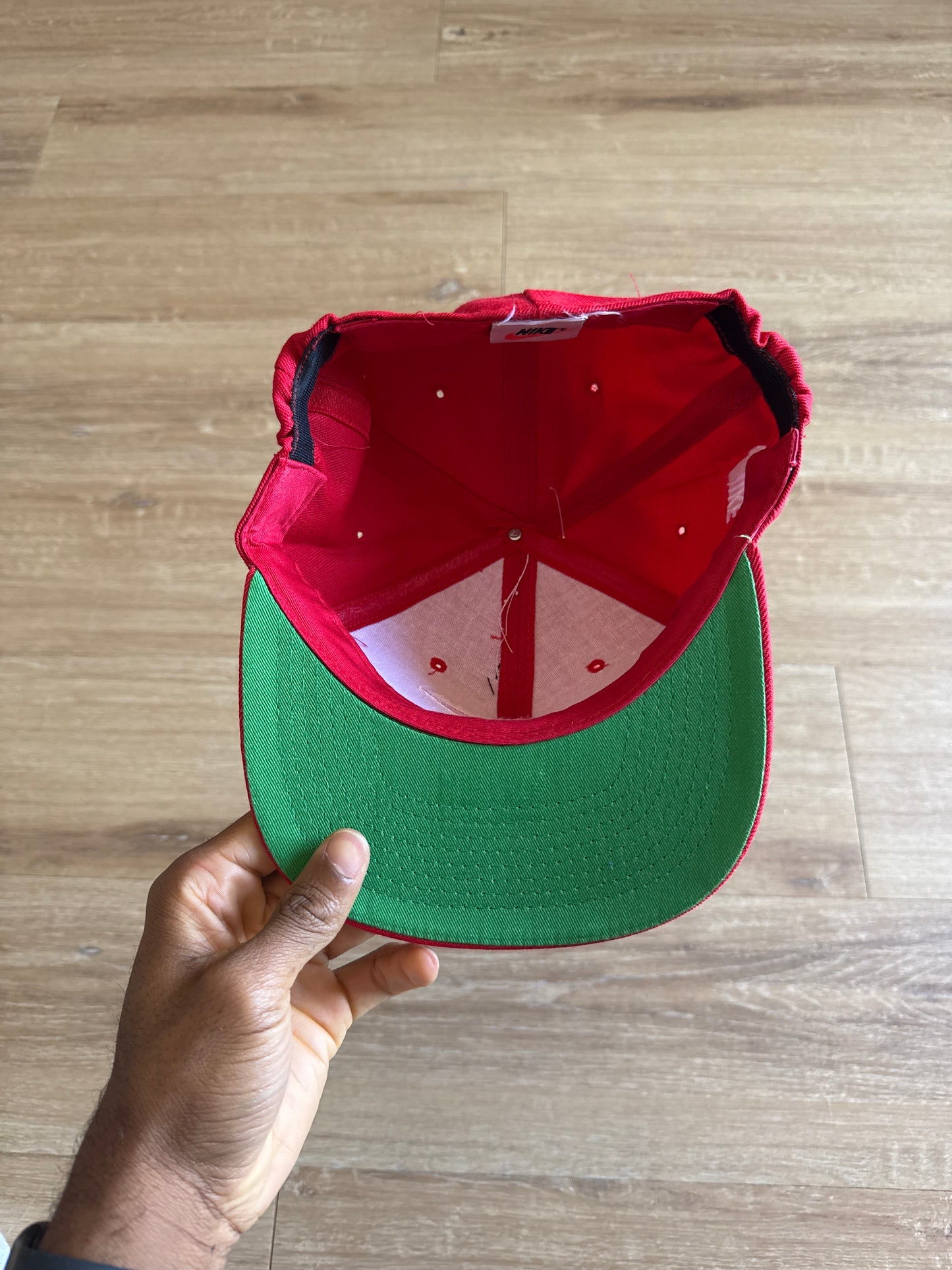 Vintage 90s Nike Logo Red Elastic Fitted Hat