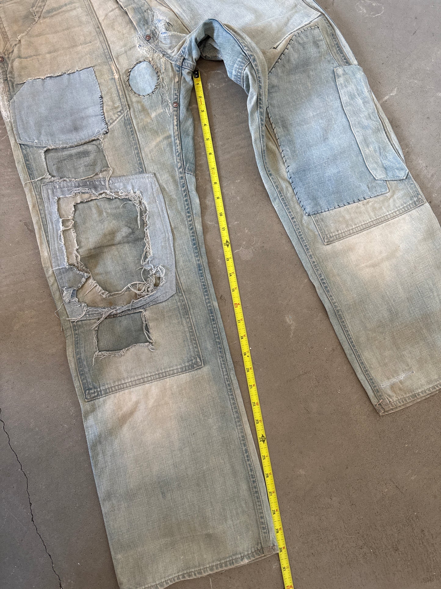 RRL by Polo Ralph Lauren Indigo Distressed Patchwork Selvedge Denim Jeans