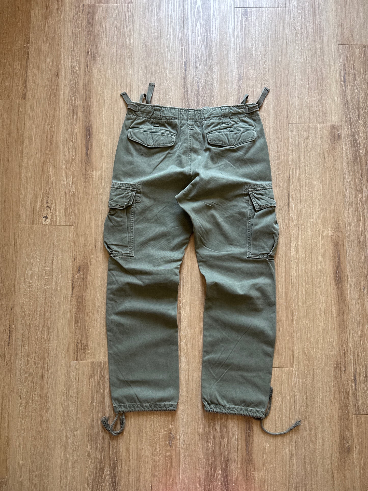WHO.A.U American Vintage Style Olive Green Cargo Pants
