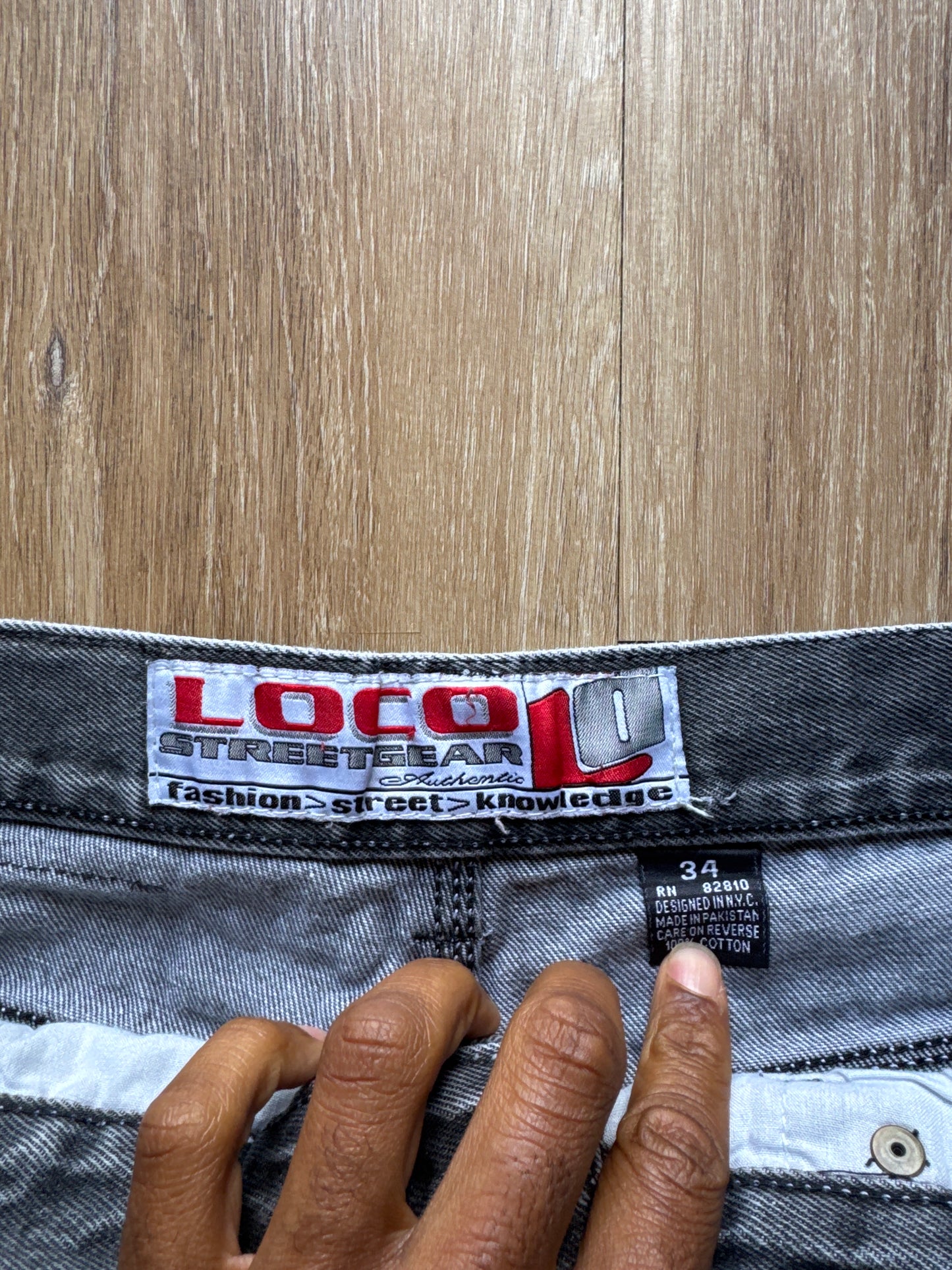 Vintage Y2K Loco Streetwear Faded Grey Denim Jean Jort Shorts
