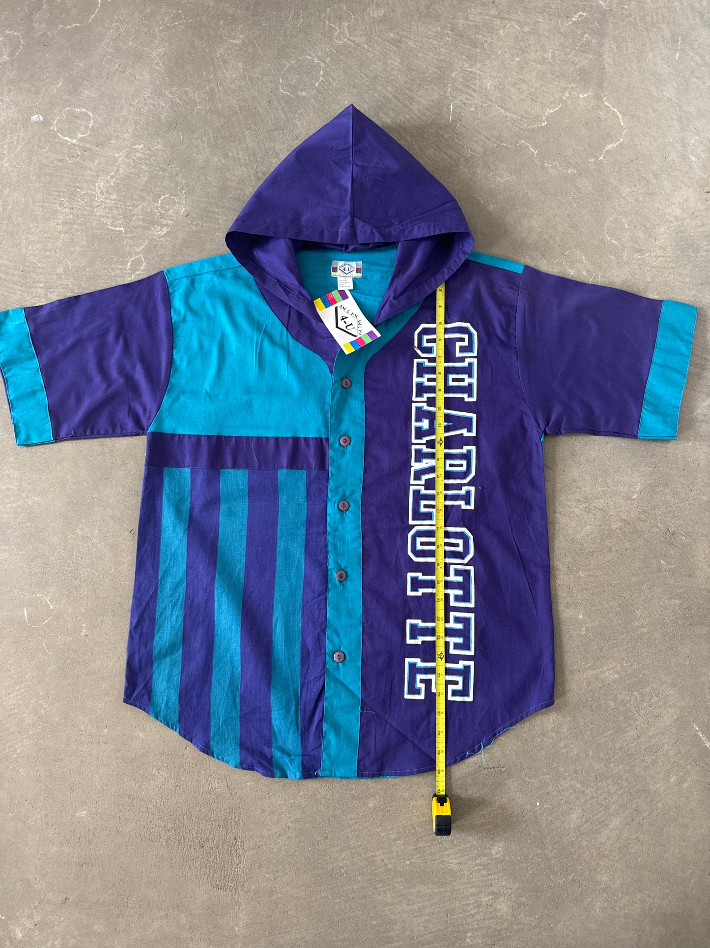 Vintage 90s Charlotte Hornets Hooded Tee Shorts Set