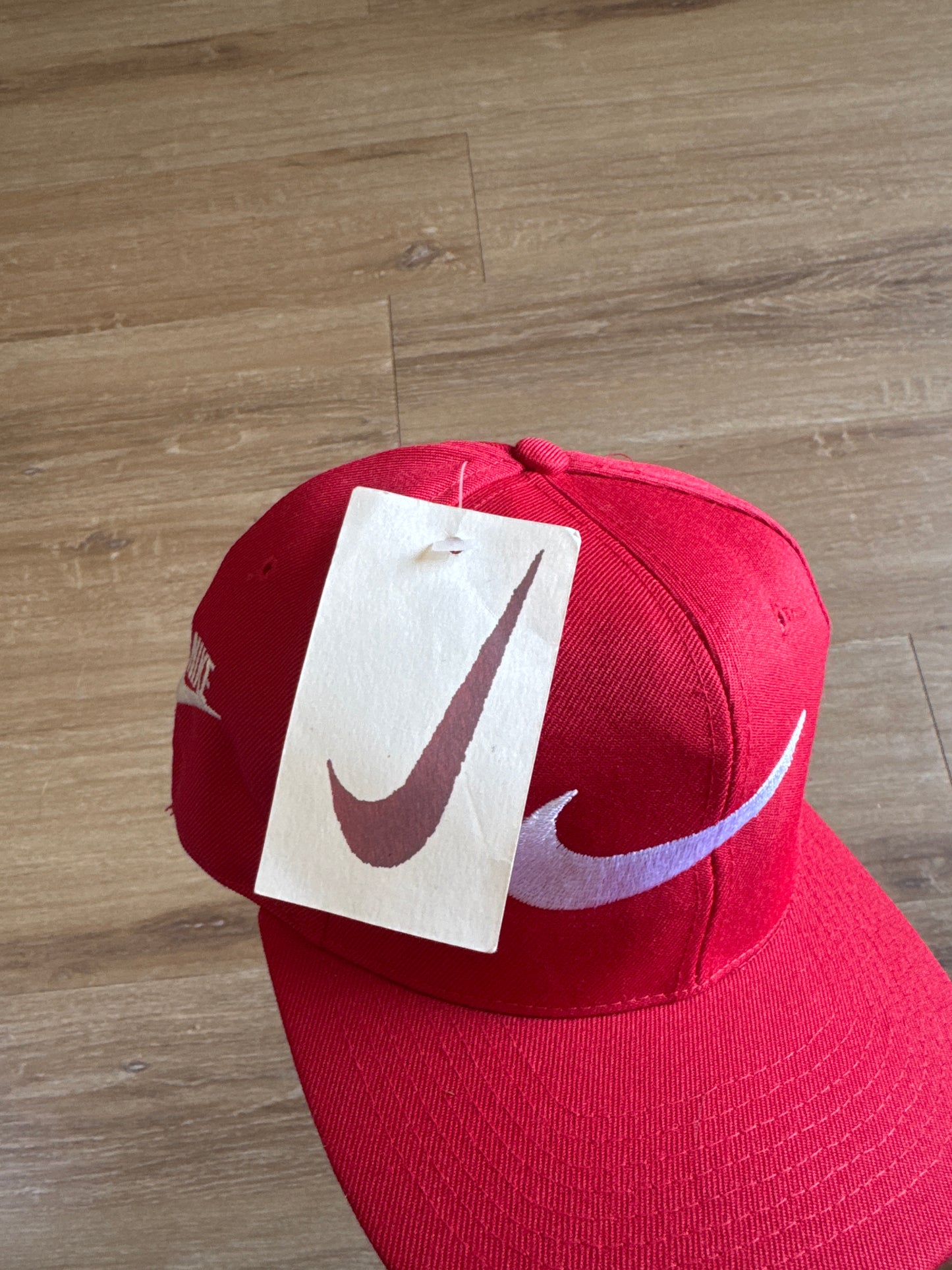 Vintage 90s Nike Logo Red Elastic Fitted Hat