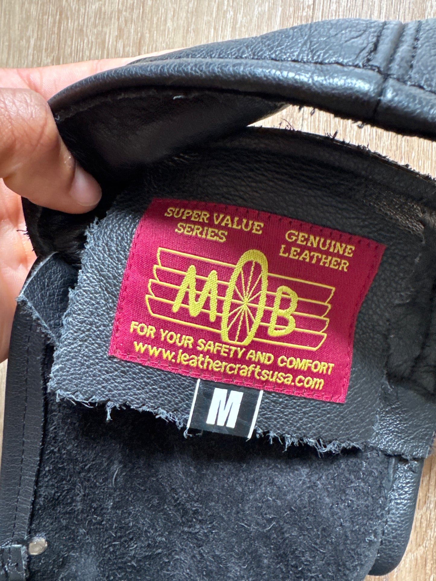 Vintage Leather Craft USA Black Leather Chaps Motorcycle Biker Pants