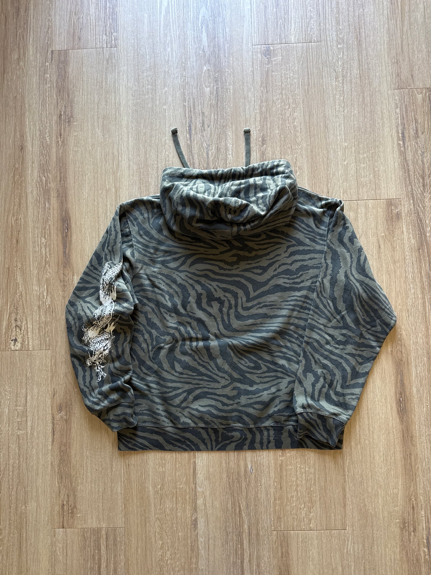 Ed Hardy Dragon Zebra Camo Christian Audigier Pullover Hoodie