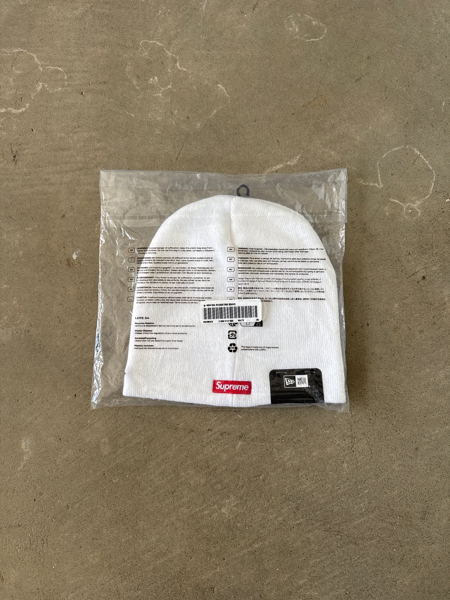 Supreme New Era Rhinestone White Beanie
