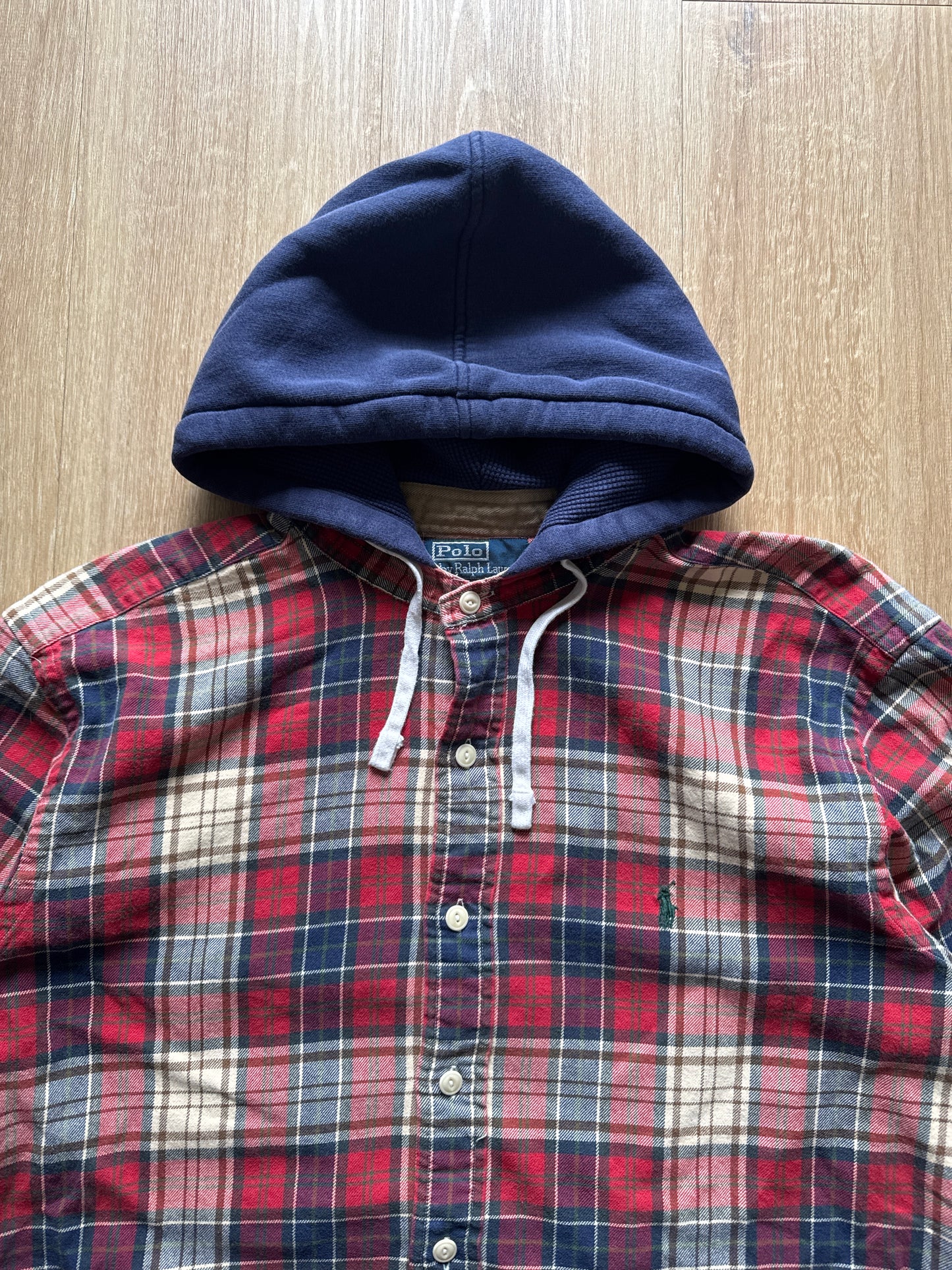 Vintage Polo Ralph Lauren Hooded Cotton Flannel Plaid Button Up