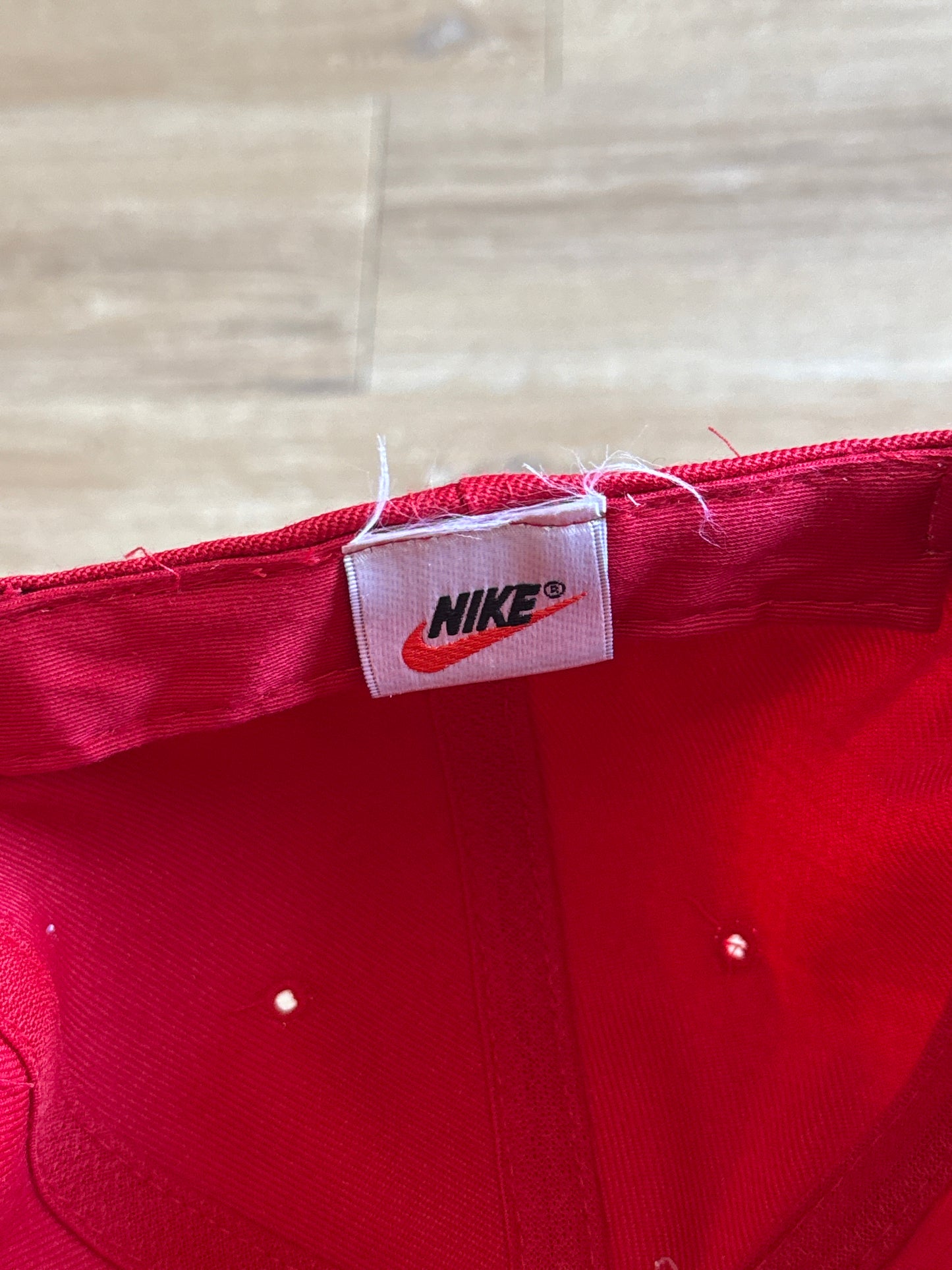 Vintage 90s Nike Logo Red Elastic Fitted Hat