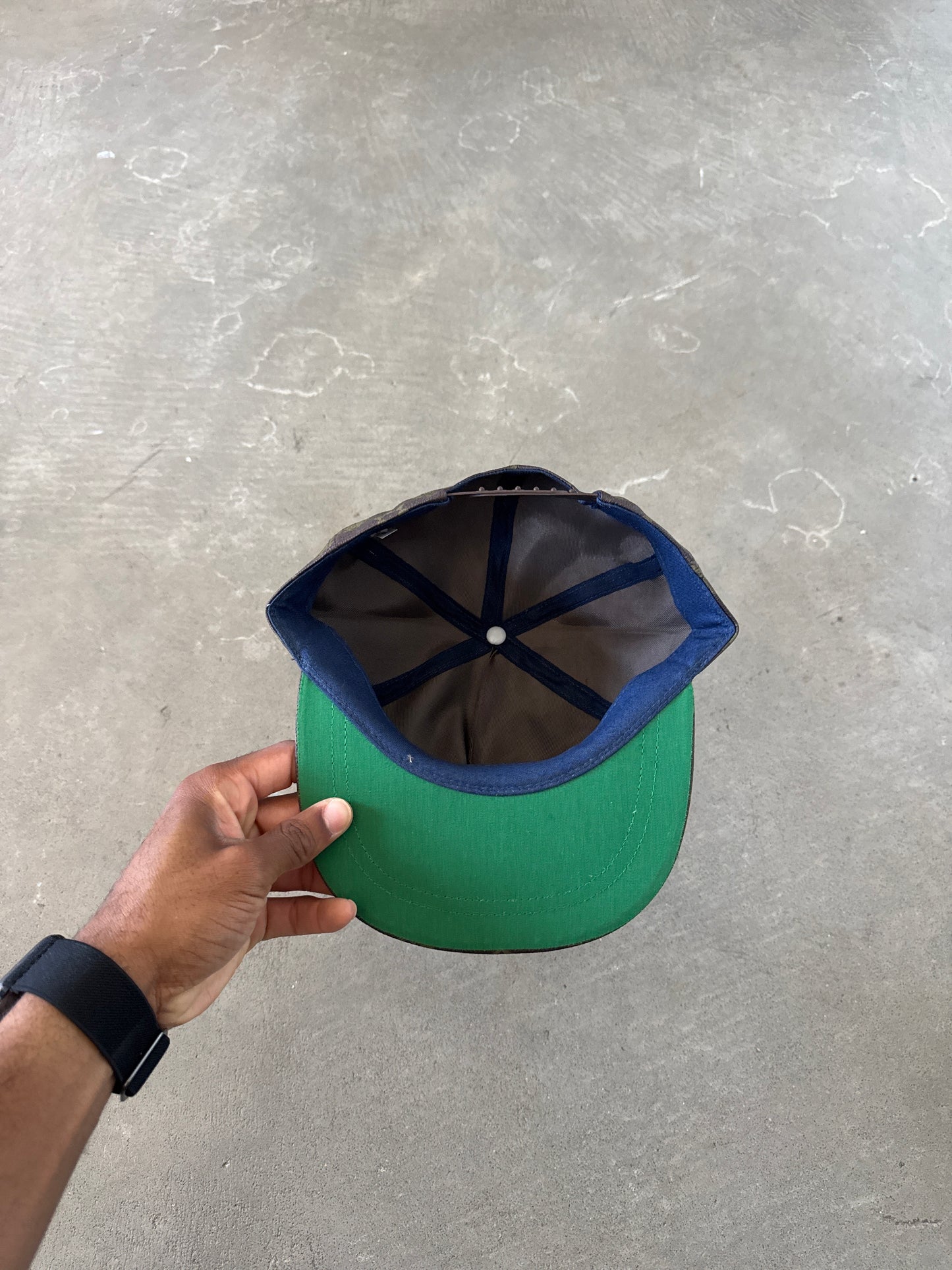 Vintage 90s Monogram Leather Designer Snap Back Hat