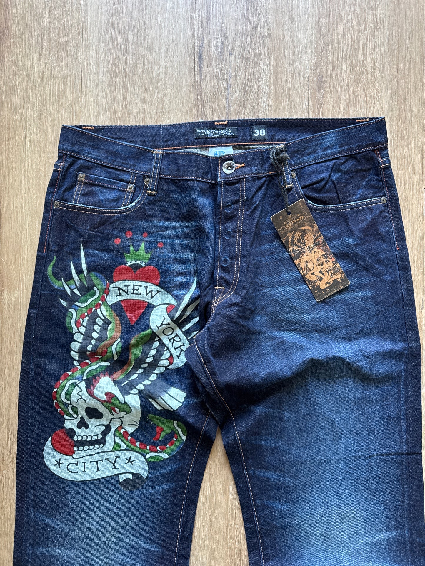 Vintage Ed Hardy New York City Skull Denim Pants