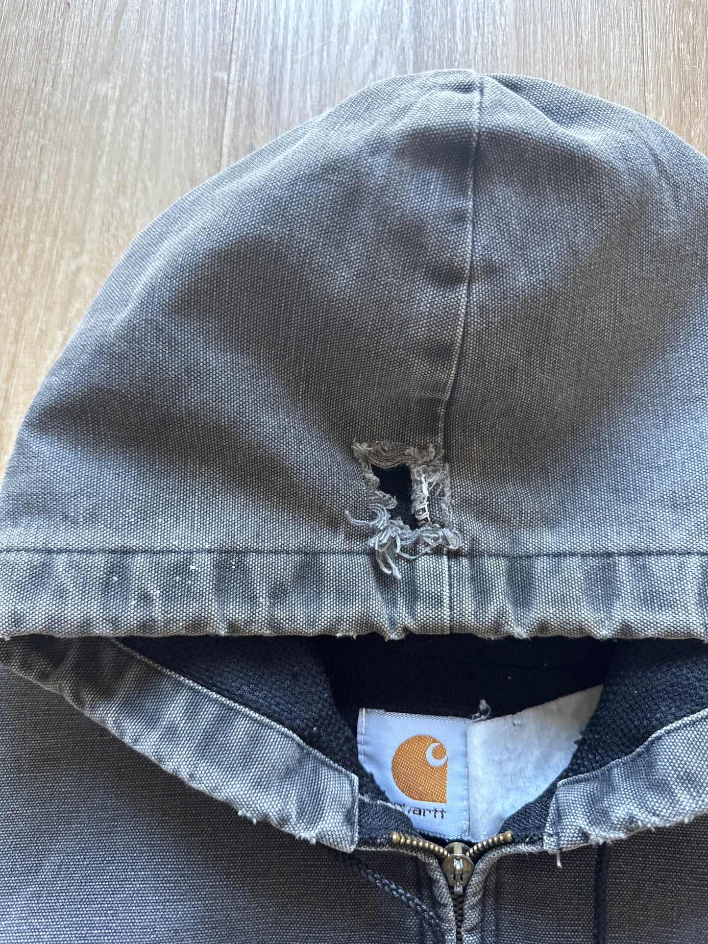 Vintage Carhartt Black Sun Faded Hooded Jacket