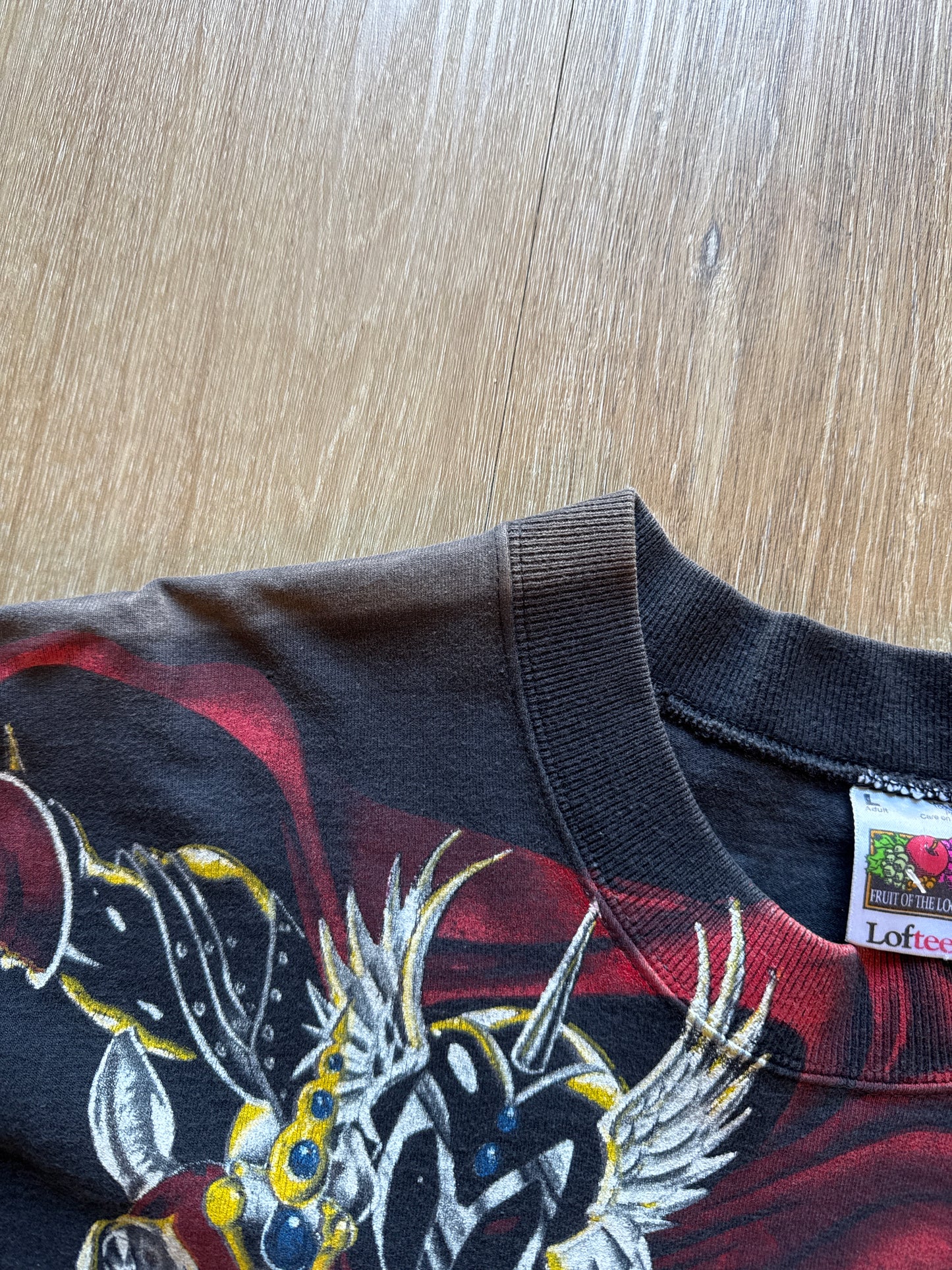 Vintage 90s Nascar Dale Earnhardt Black Knight All Over Print Tee
