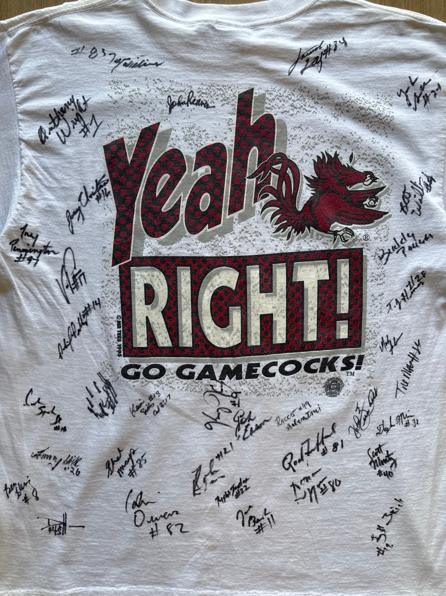 Vintage 1995 University Of South Carolina Gamecocks All Men Are Equal Autograph Tee