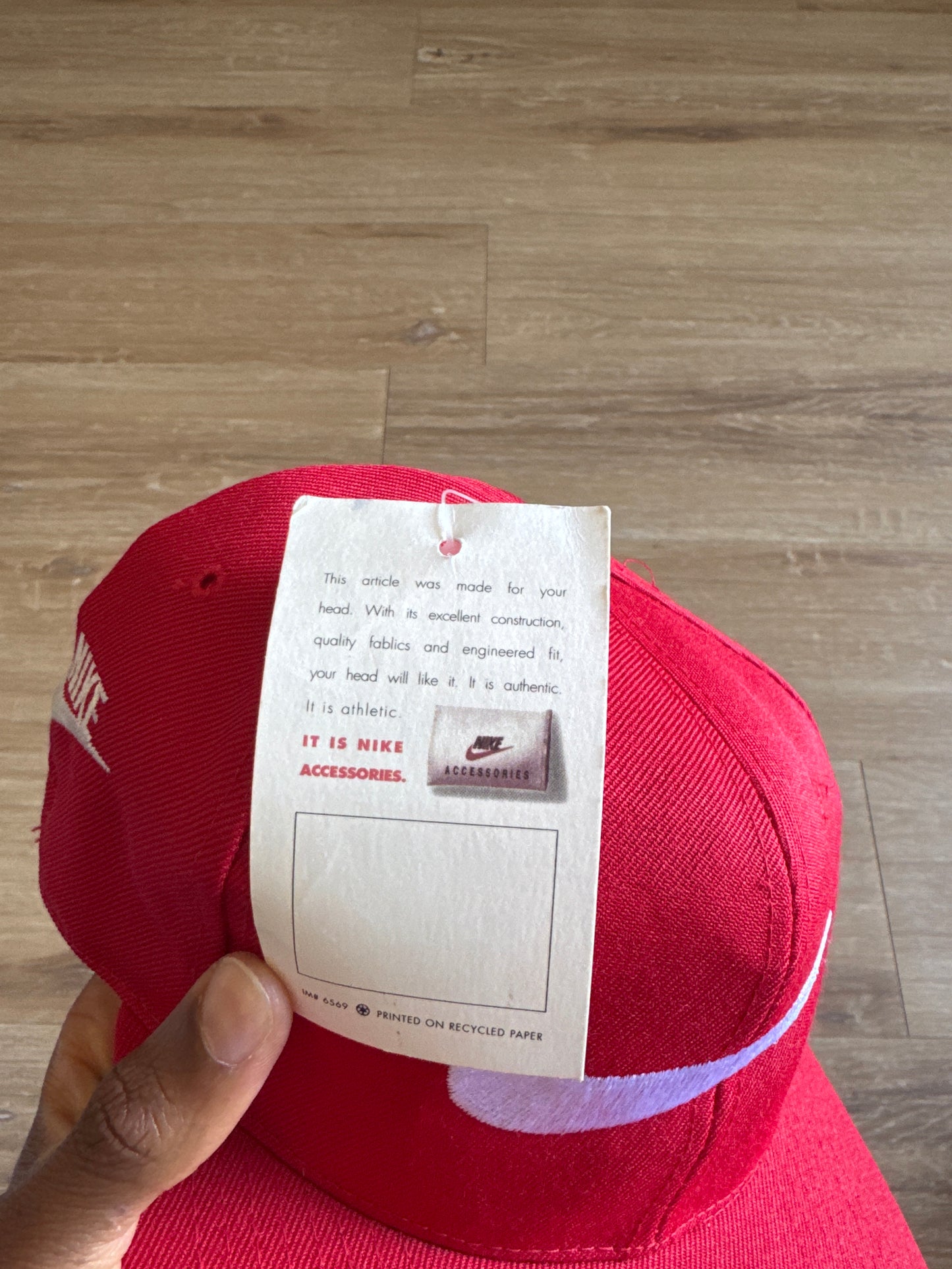 Vintage 90s Nike Logo Red Elastic Fitted Hat