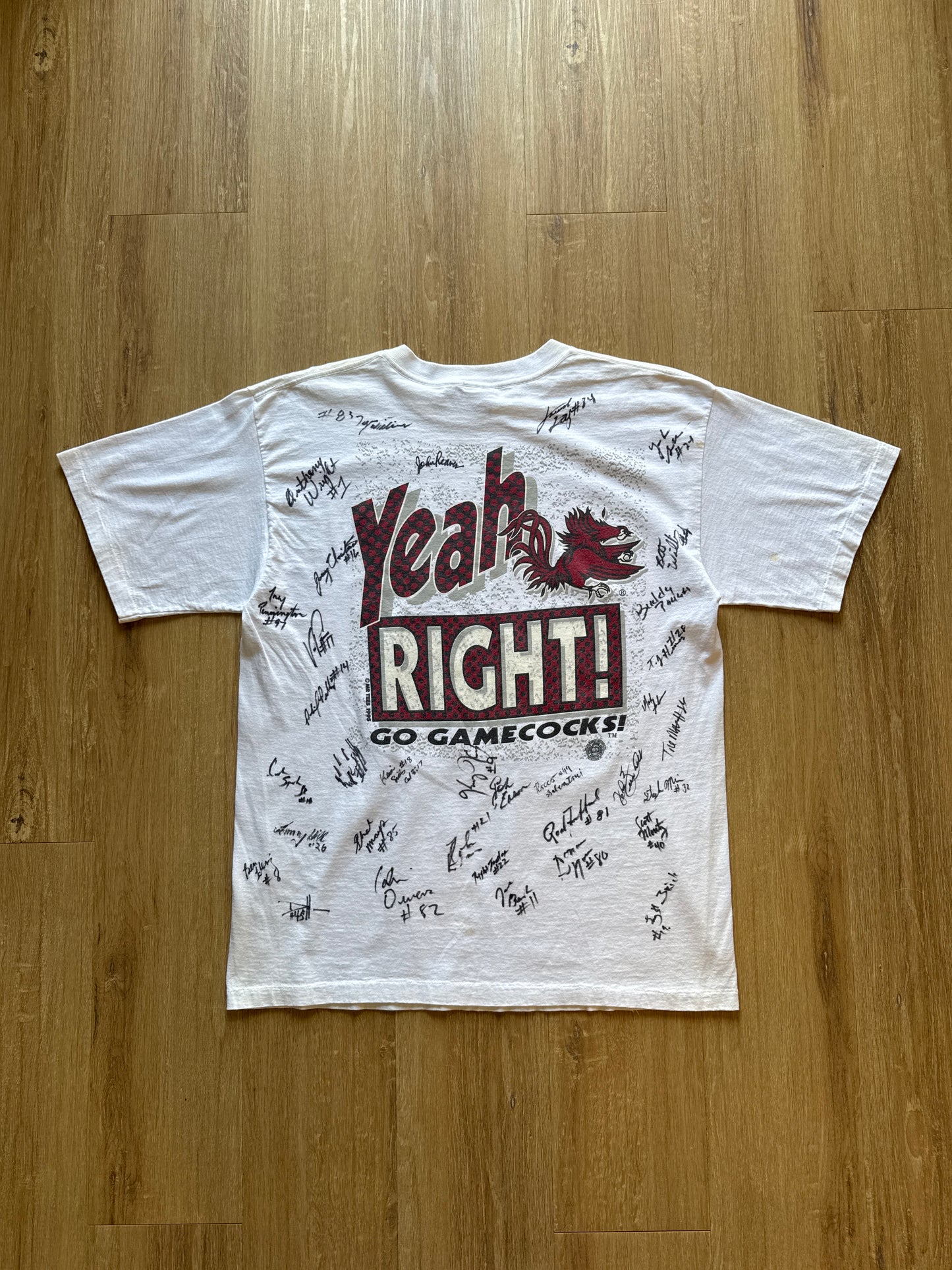 Vintage 1995 University Of South Carolina Gamecocks All Men Are Equal Autograph Tee